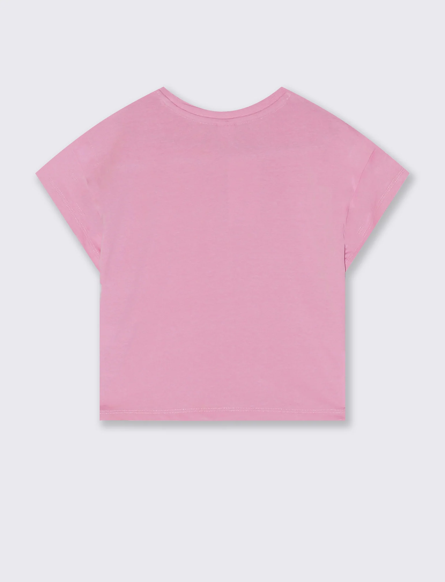 T-shirt mezza manica in cotone con piega - Rosa - Image 2