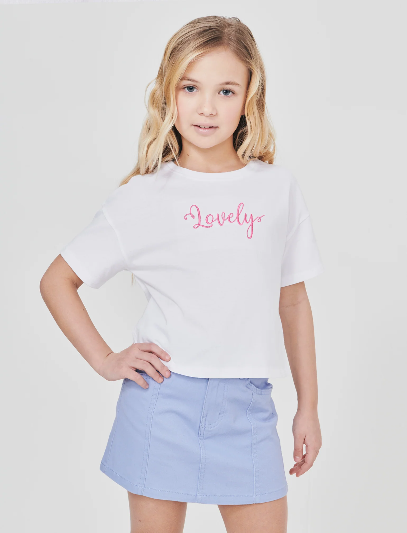 T-shirt mezza manica in cotone con ricamo - Bianco - Image 3