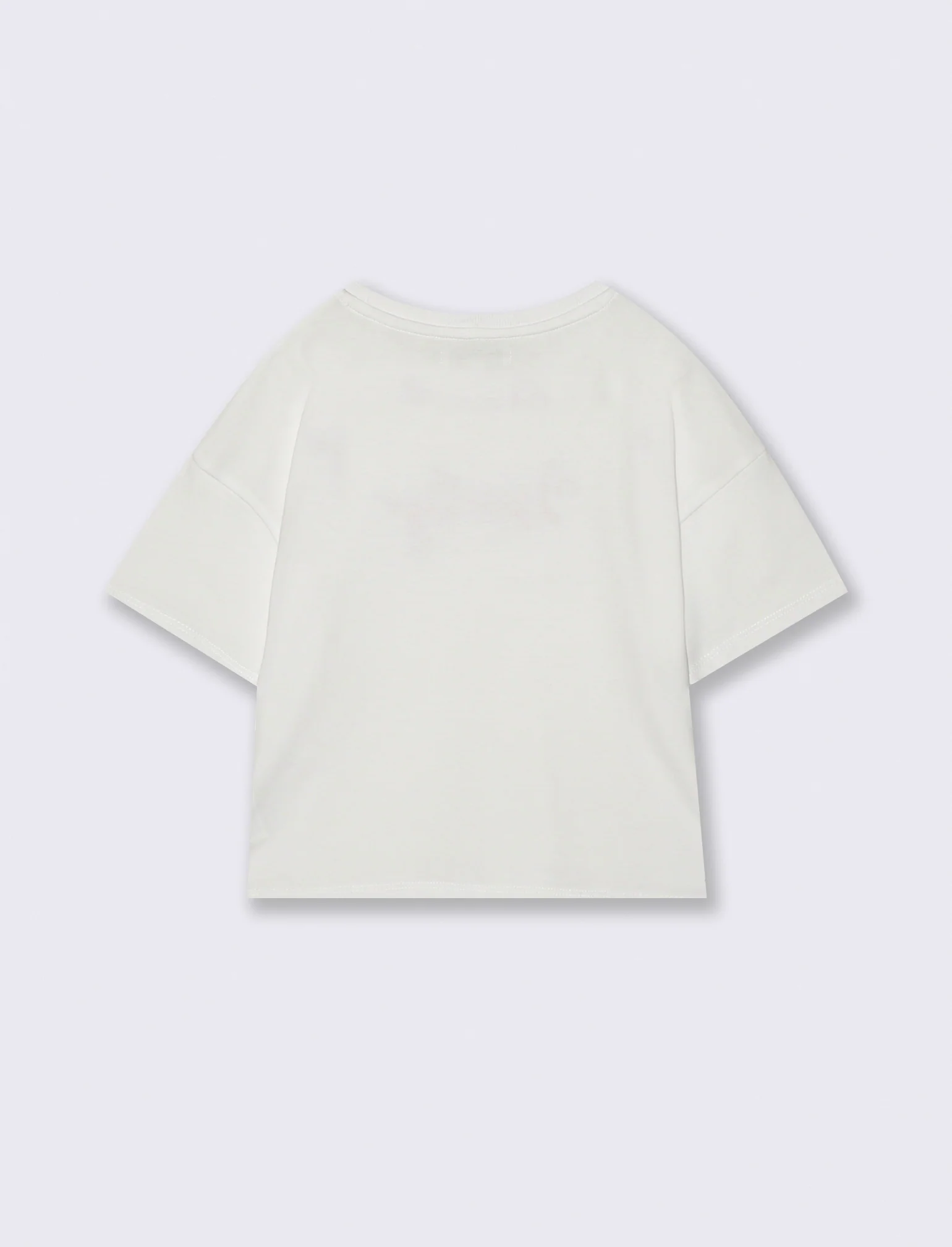 T-shirt mezza manica in cotone con ricamo - Bianco - Image 4