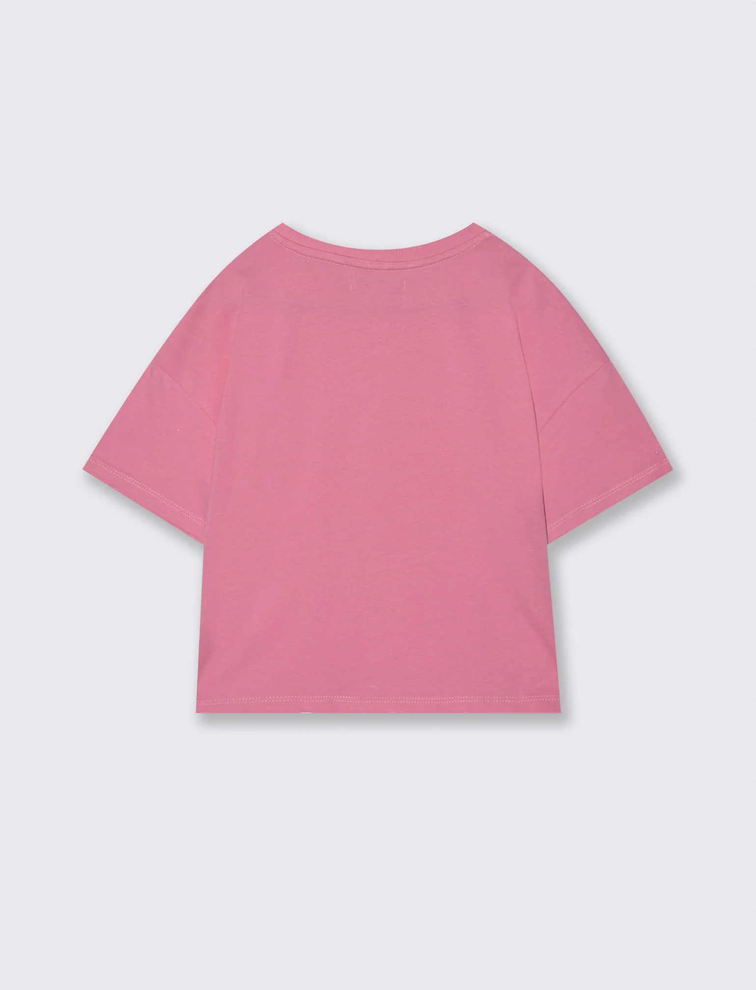 T-shirt mezza manica in cotone con ricamo - Rosa big bubble - Image 2