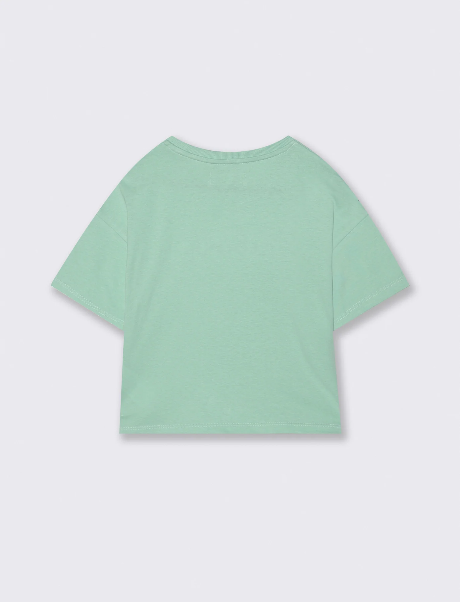 T-shirt mezza manica in cotone con ricamo - Verde acqua - Image 2