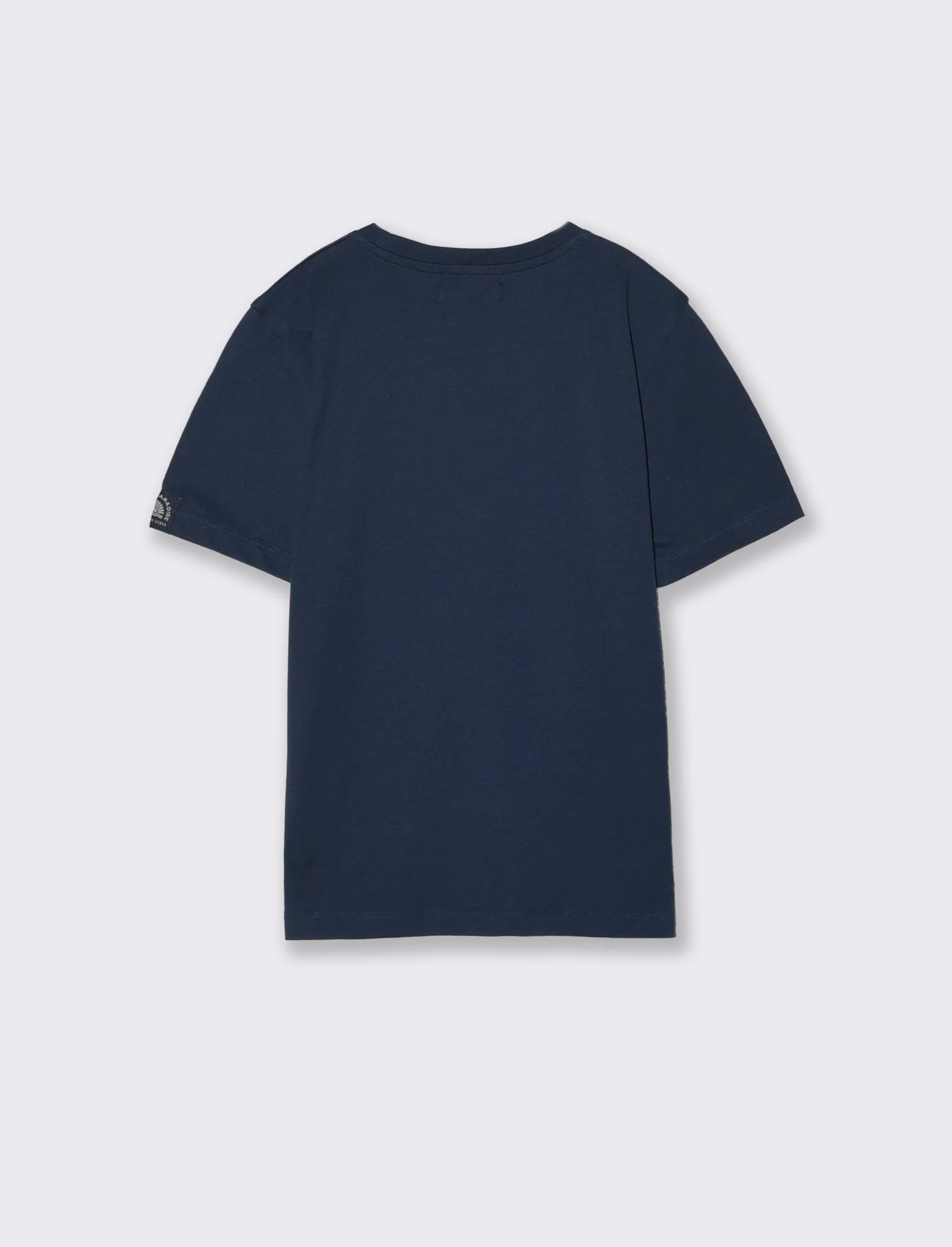 T-shirt mezza manica in cotone tinta unita - Blu - Image 2