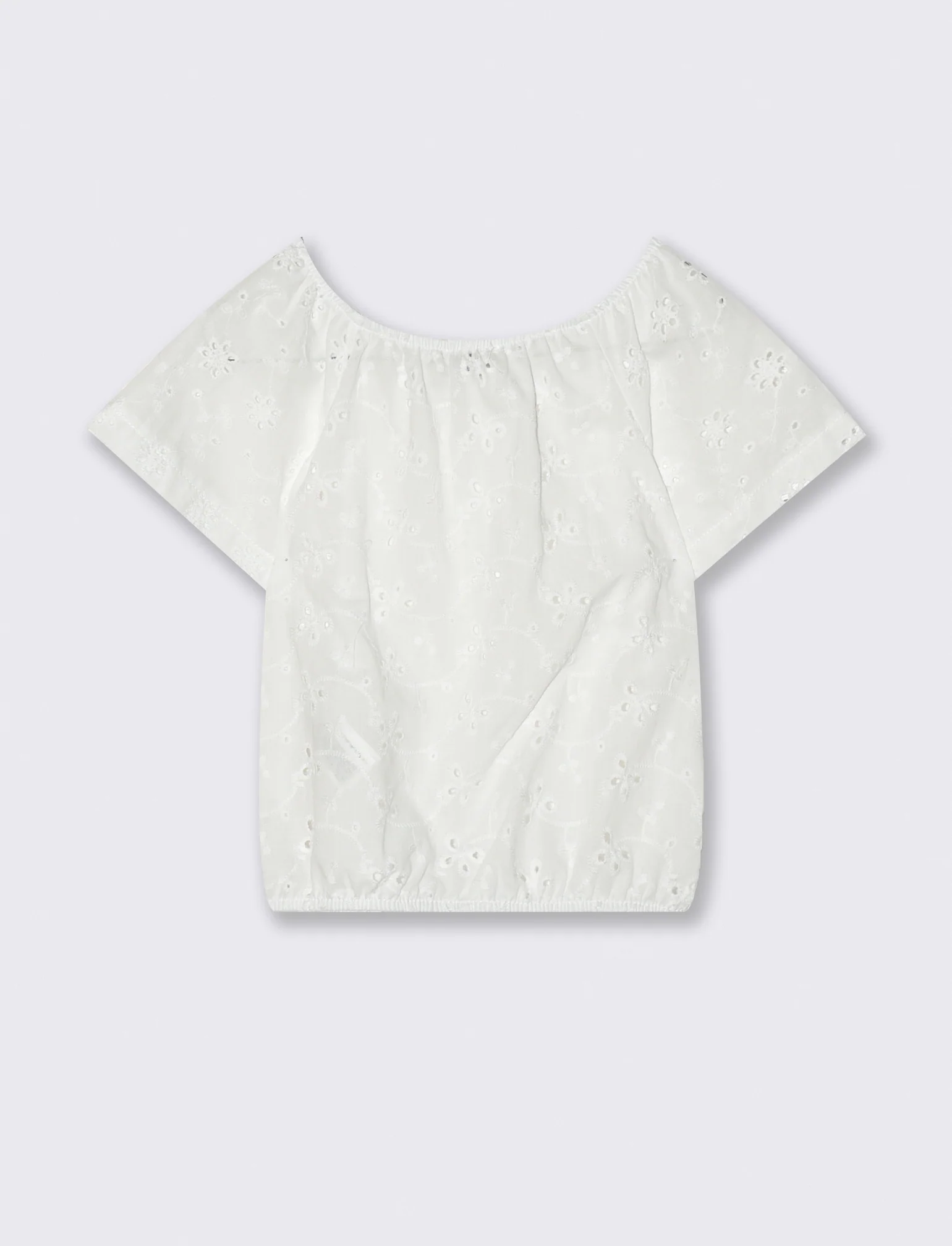 T-shirt mezza manica in pizzo san gallo. - Bianco - Image 2