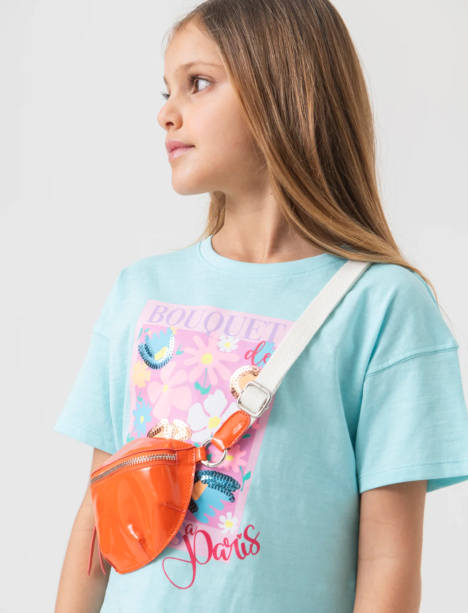 T-shirt mezza manica paillettes. da bambina - Verde acqua - Image 3