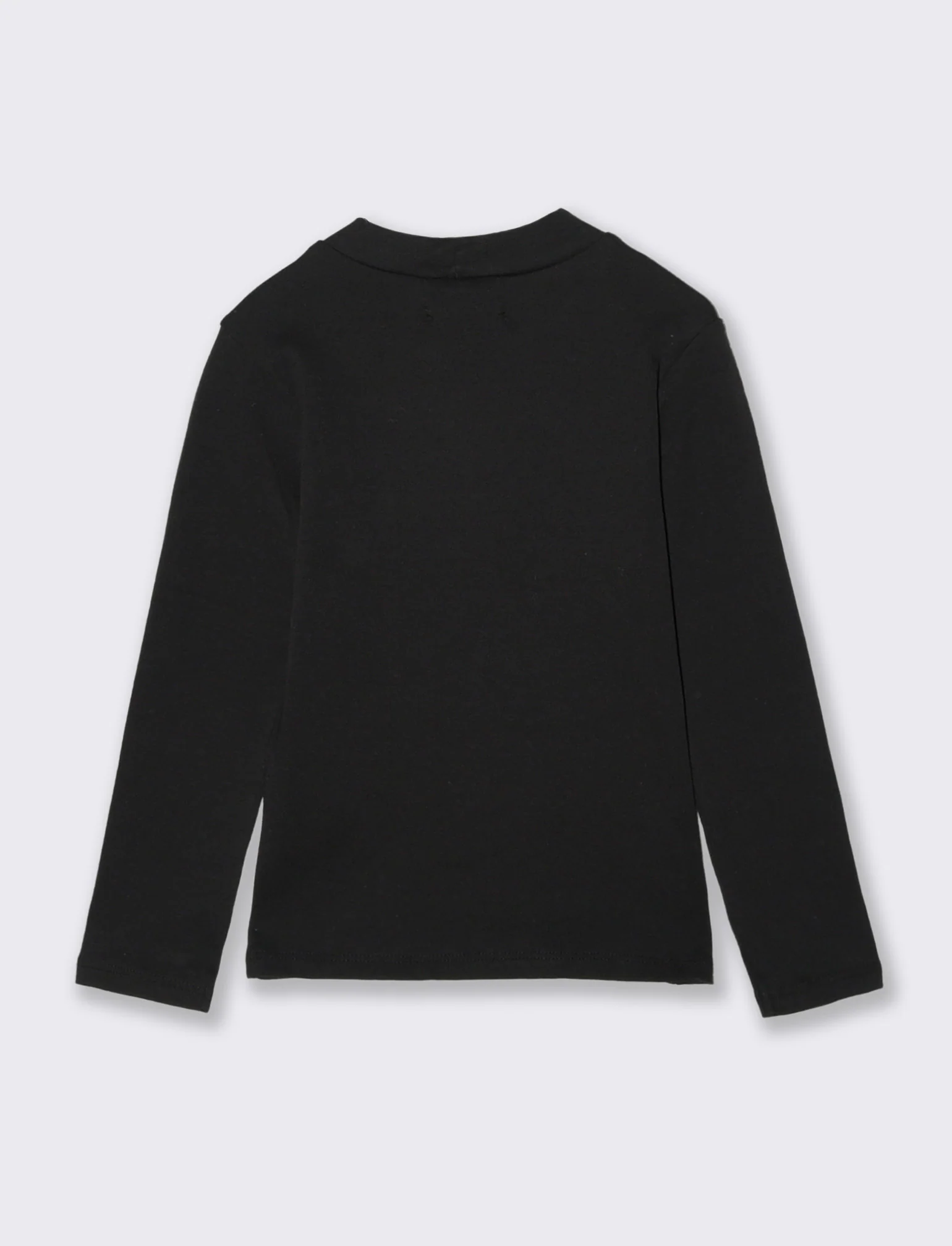 T-shirt mezzo collo a manica lunga in interlock. - Nero - Image 2