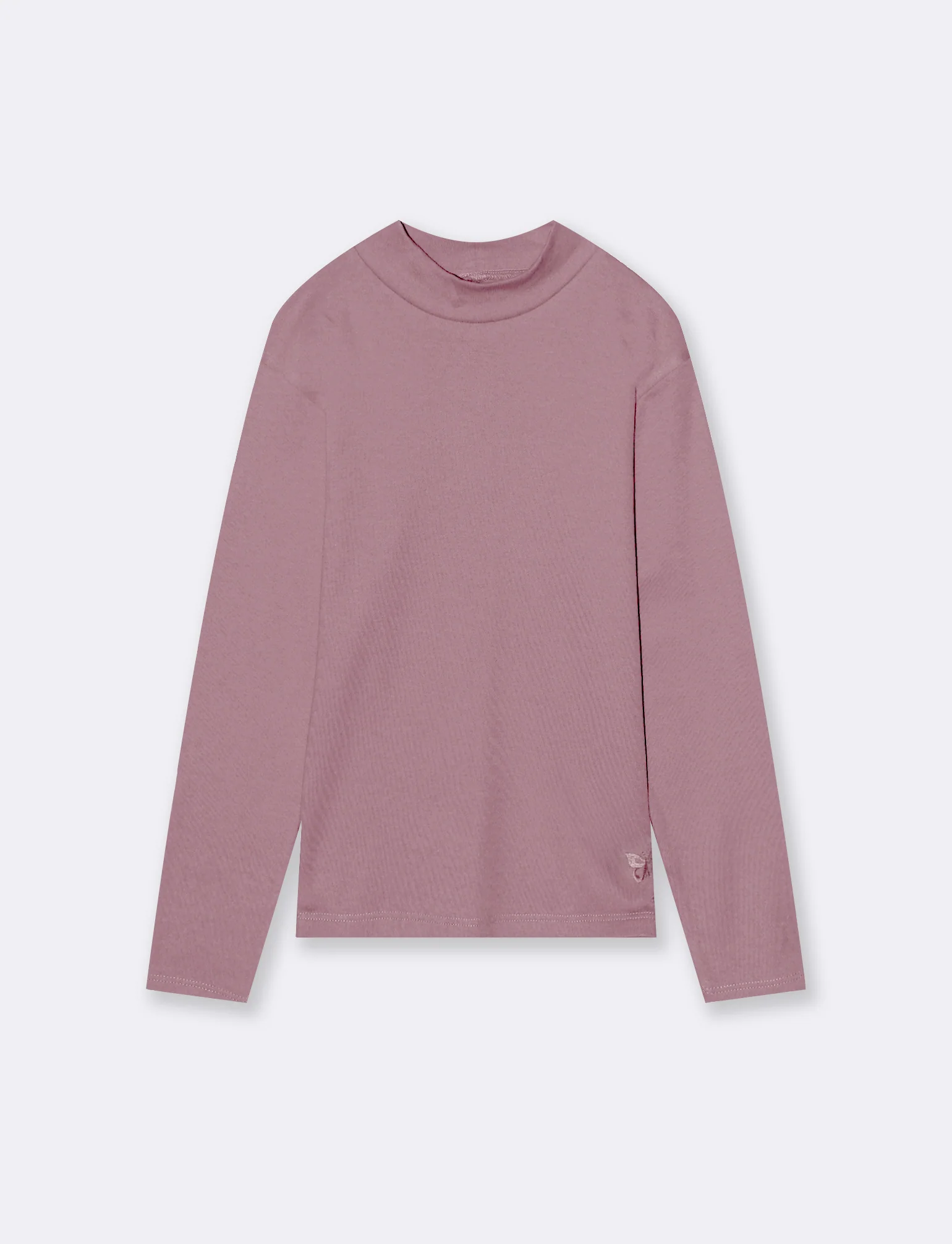 T-shirt mezzo collo a manica lunga in interlock. - Rosa cipolla