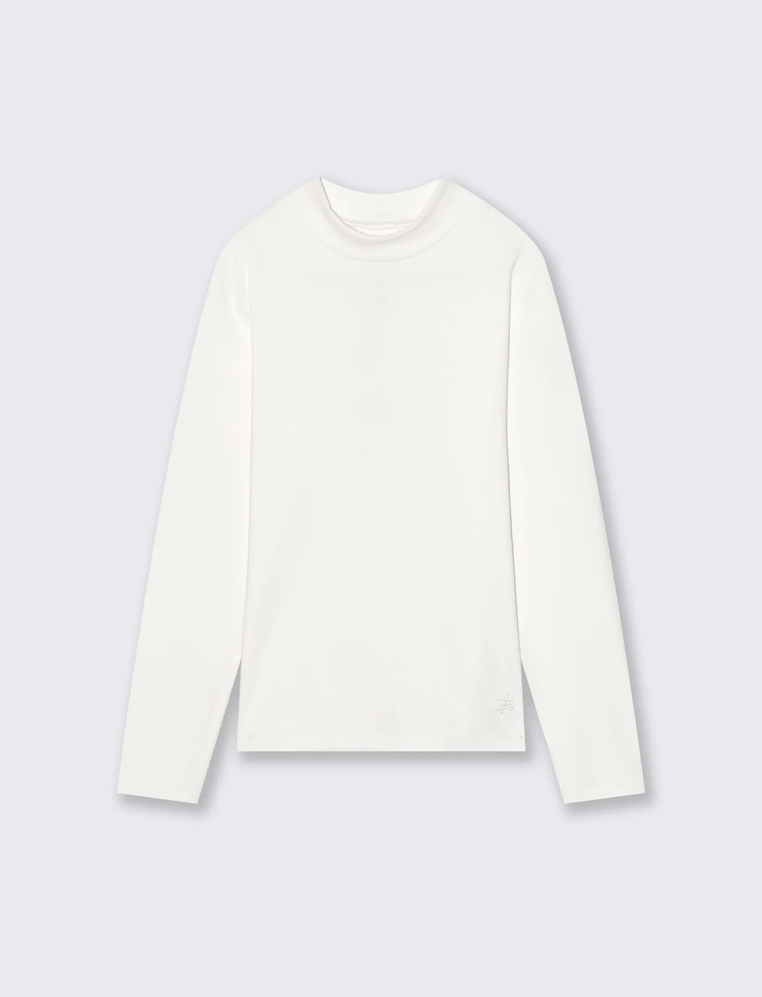 T-shirt mezzo collo caldo cotone. - Bianco