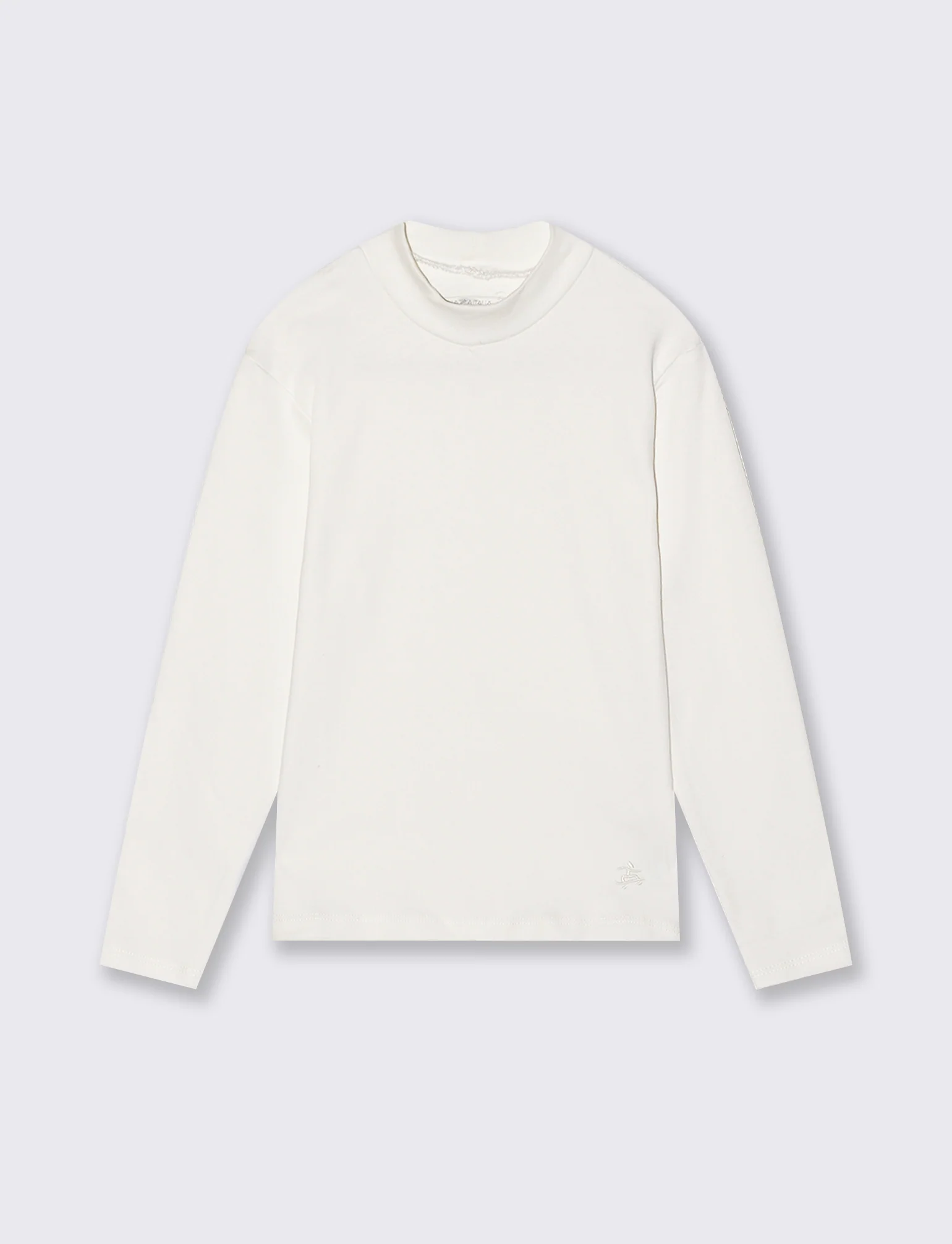 T-shirt mezzo collo caldo cotone. - Bianco sporco