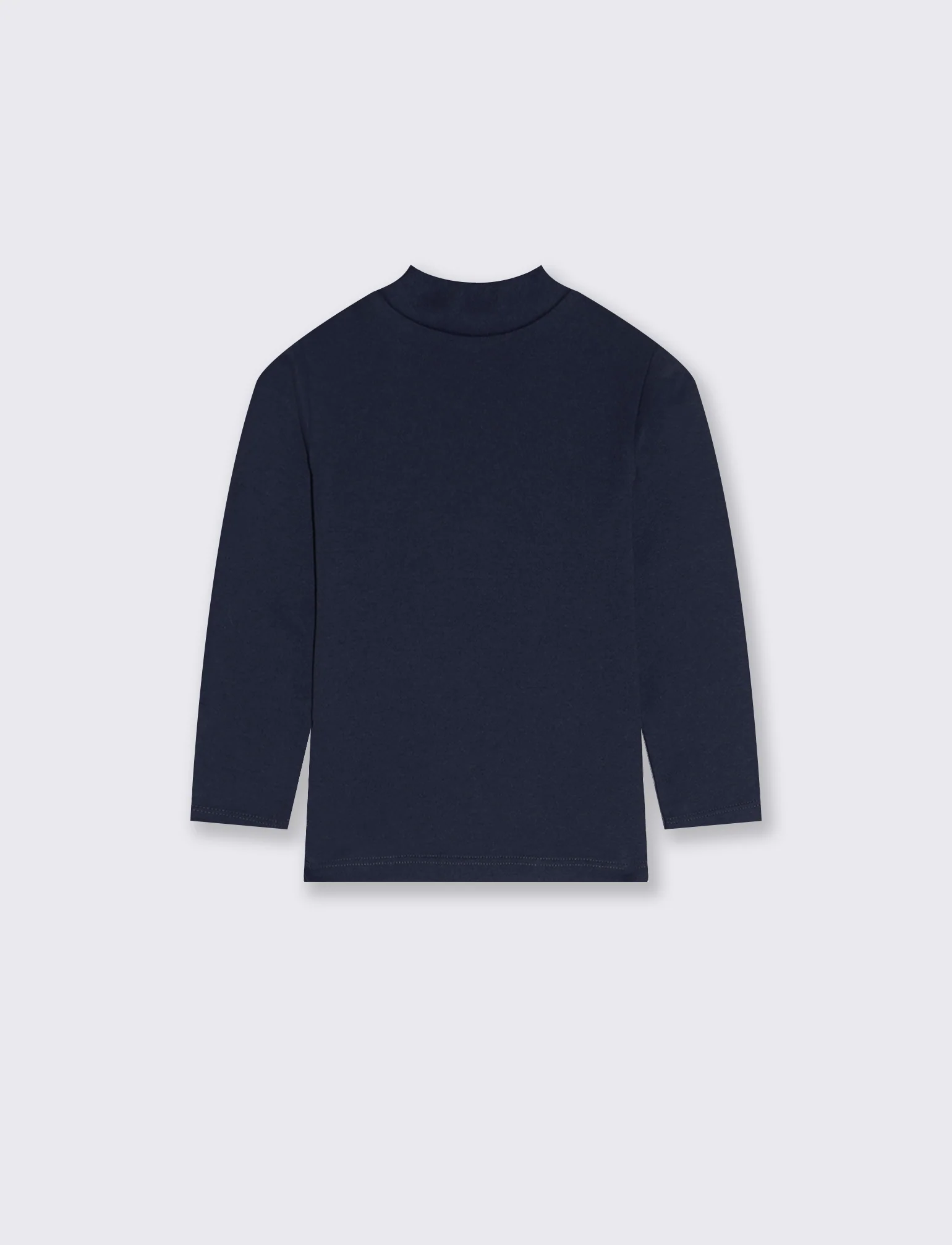 T-shirt mezzo collo caldo cotone. - Blu - Image 2