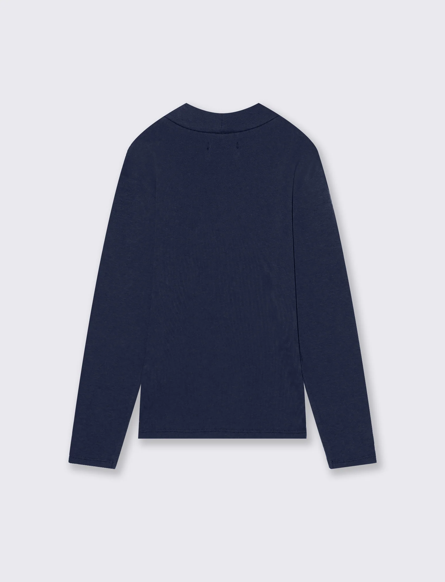 T-shirt mezzo collo caldo cotone. - Blu - Image 2