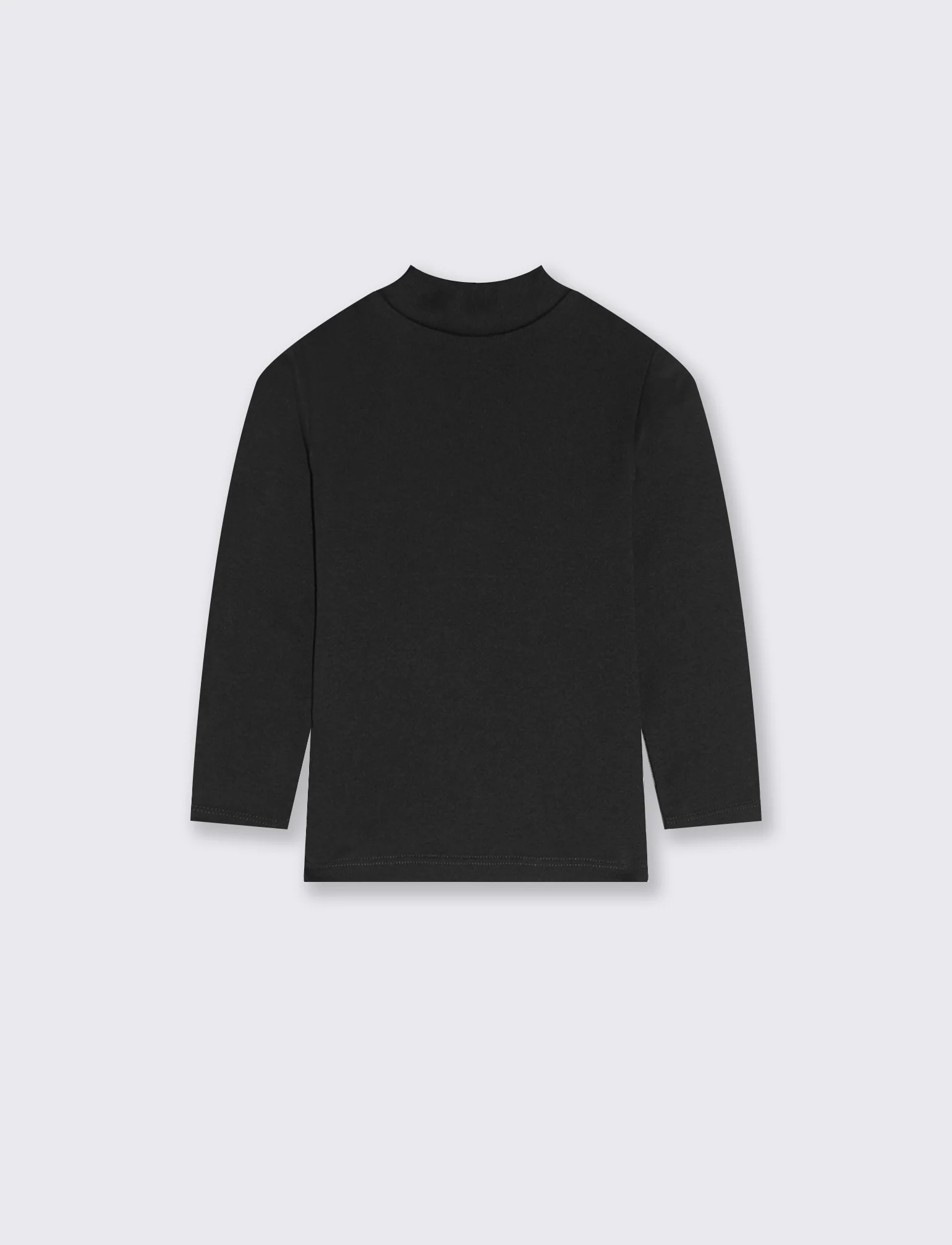T-shirt mezzo collo caldo cotone. - Nero - Image 2