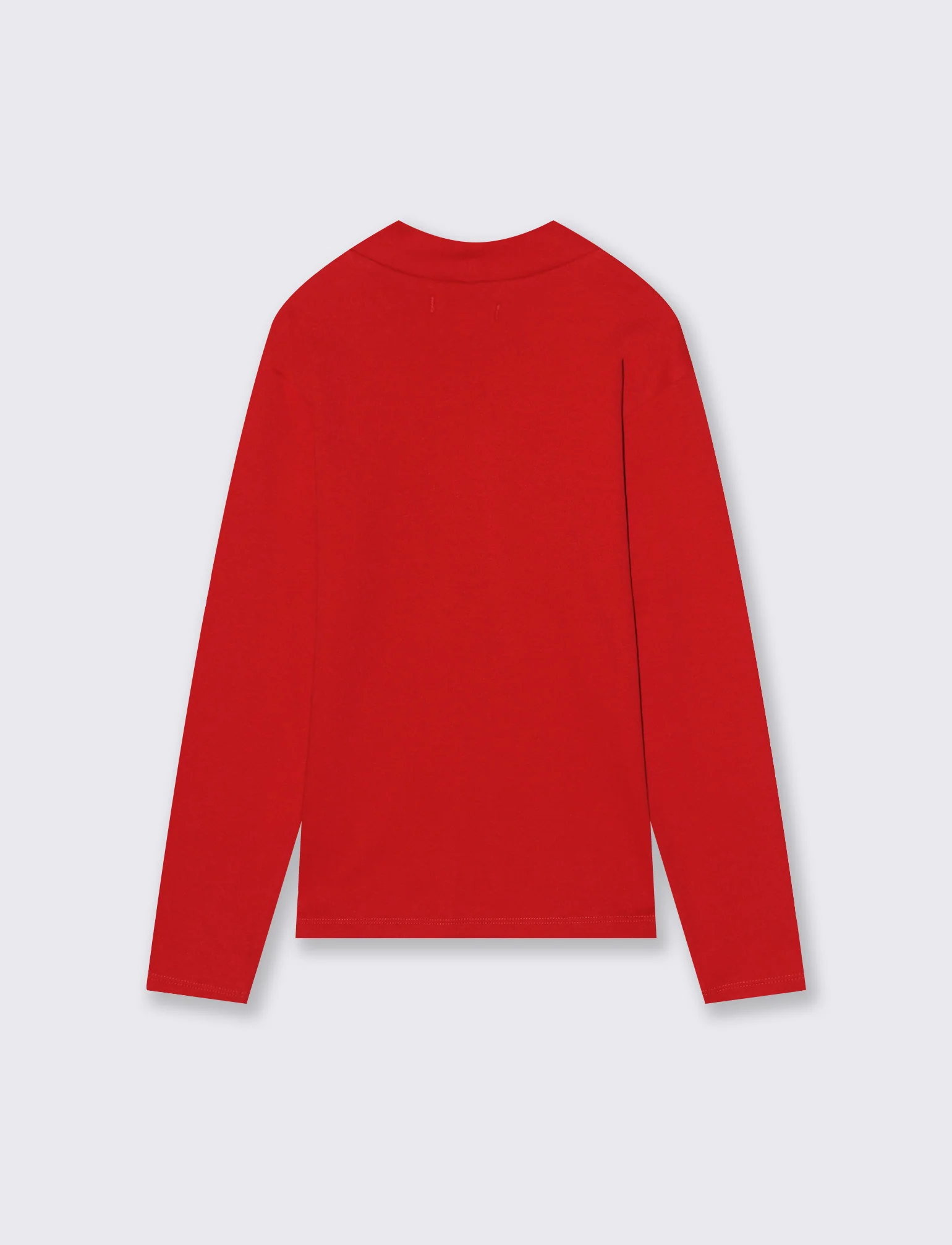 T-shirt mezzo collo caldo cotone. - Rosso - Image 2