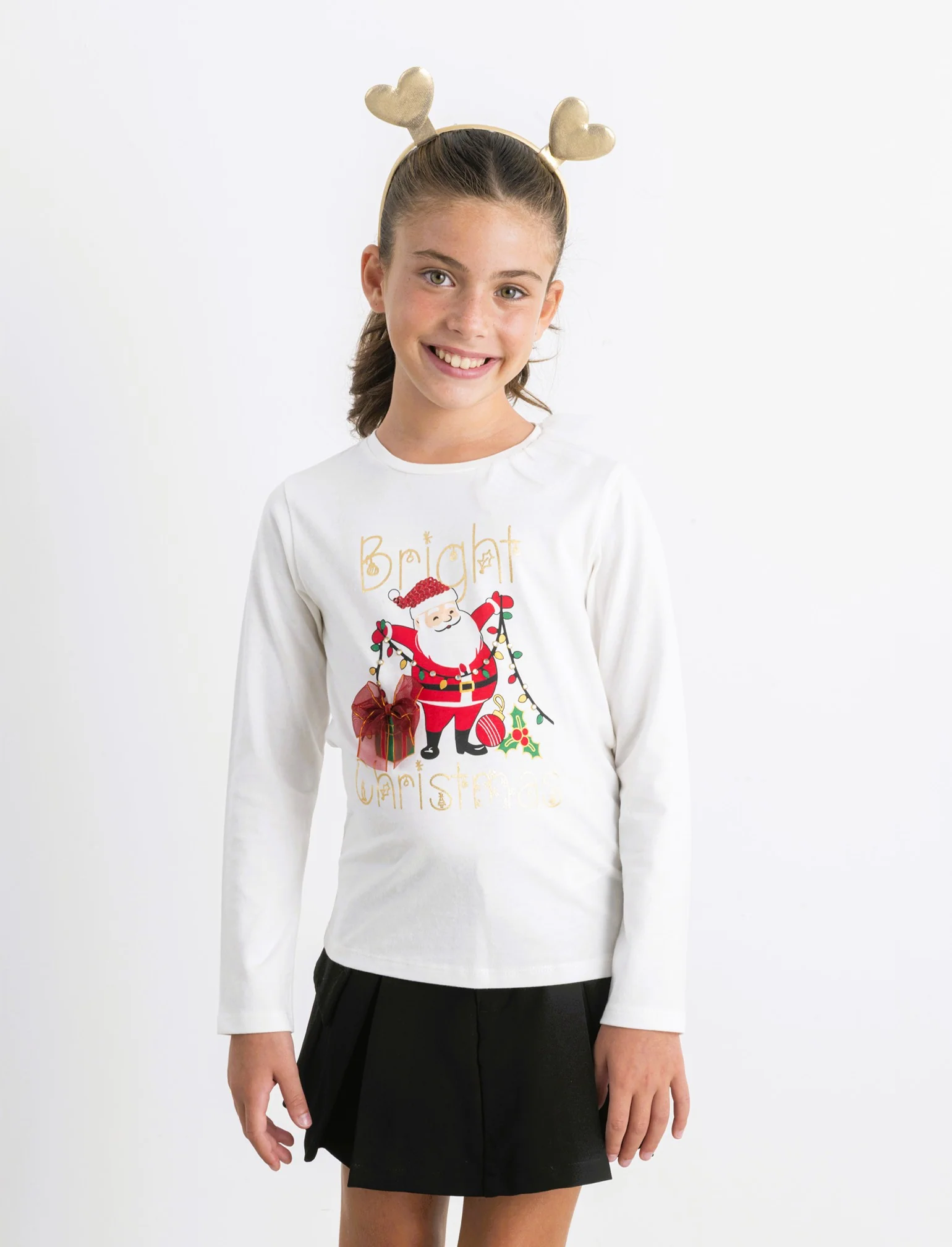 T-shirt natalizia a manica lunga. - Bianco latte - Image 3
