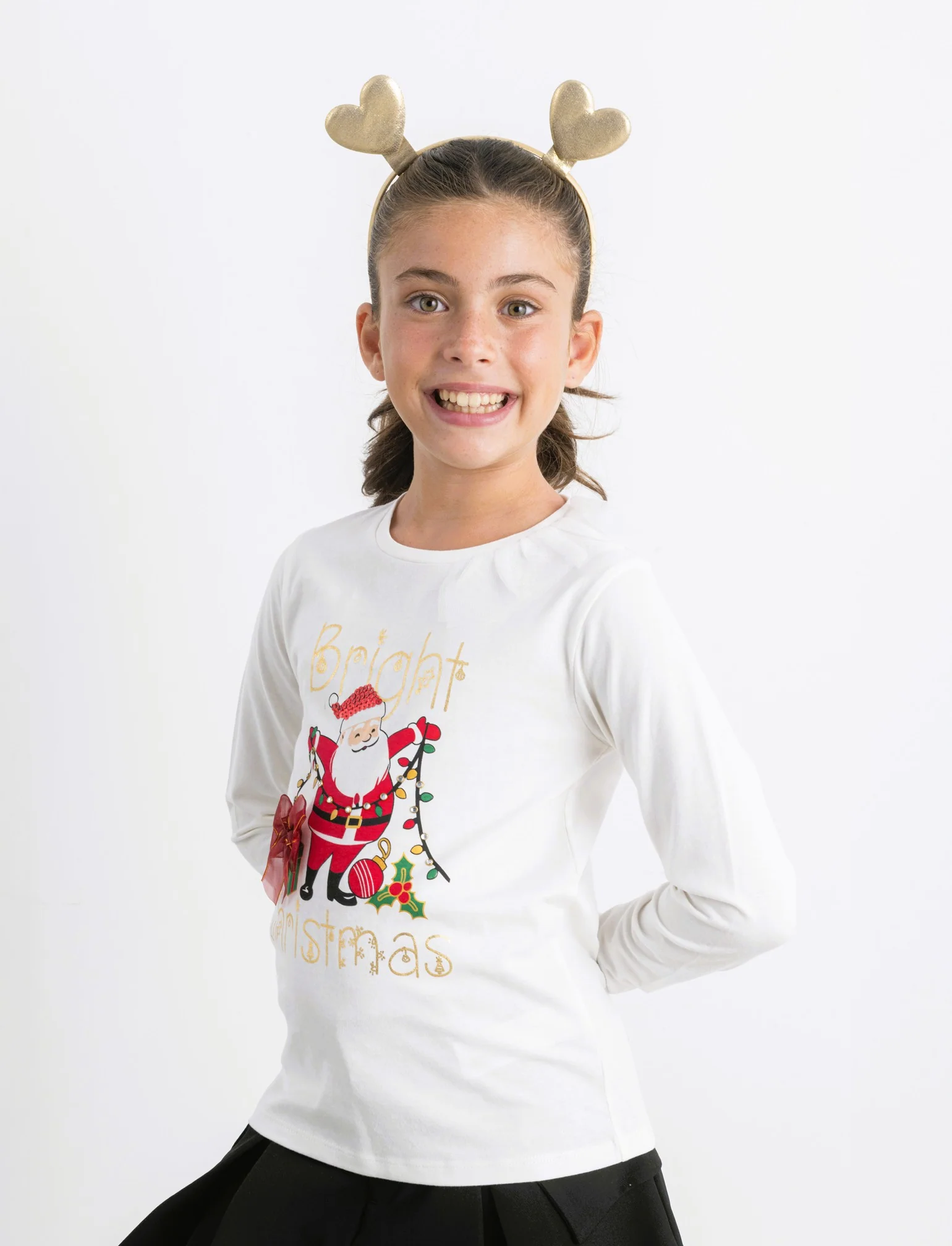 T-shirt natalizia a manica lunga. - Bianco latte - Image 4