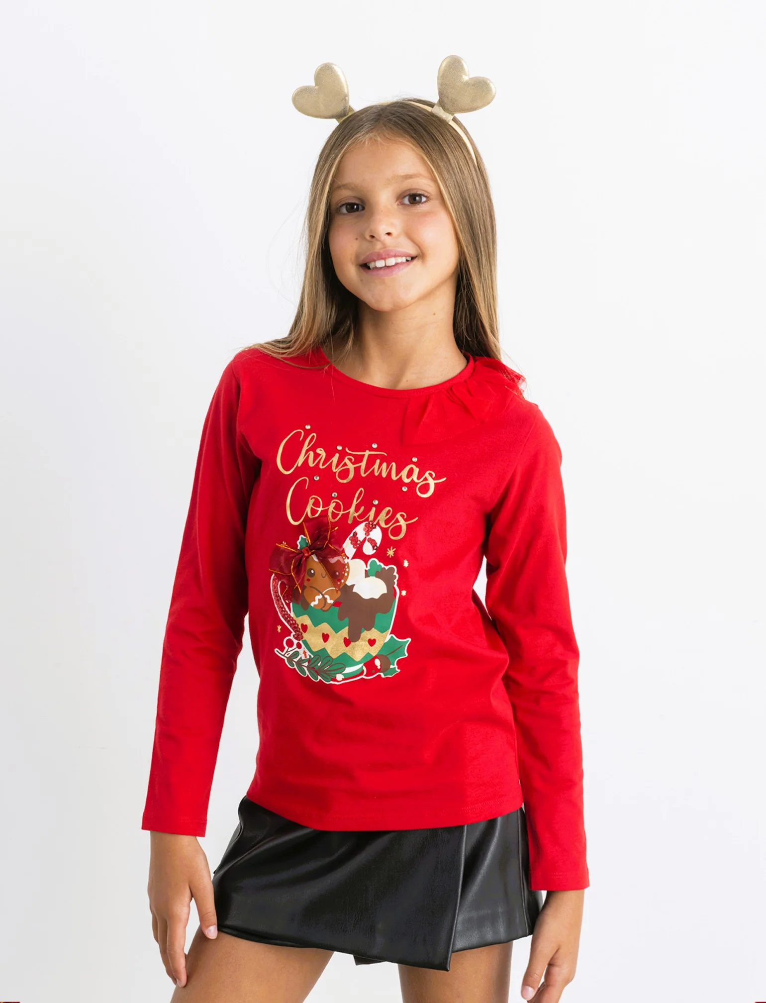 T-shirt natalizia a manica lunga. - Rosso - Image 2