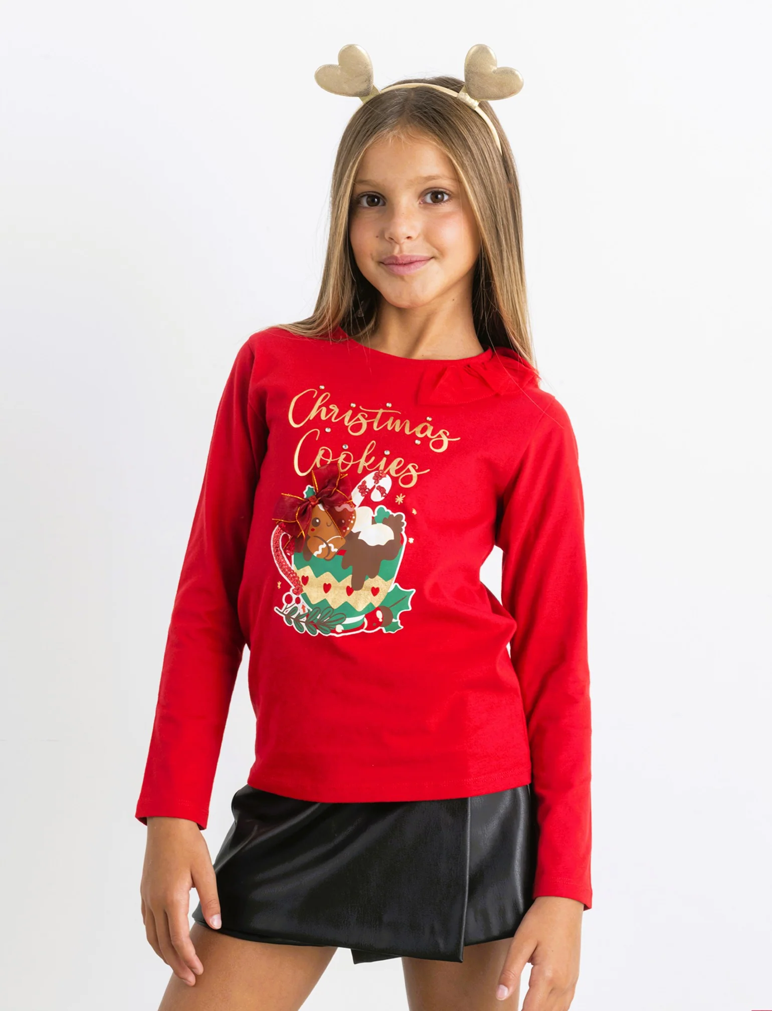 T-shirt natalizia a manica lunga. - Rosso - Image 4