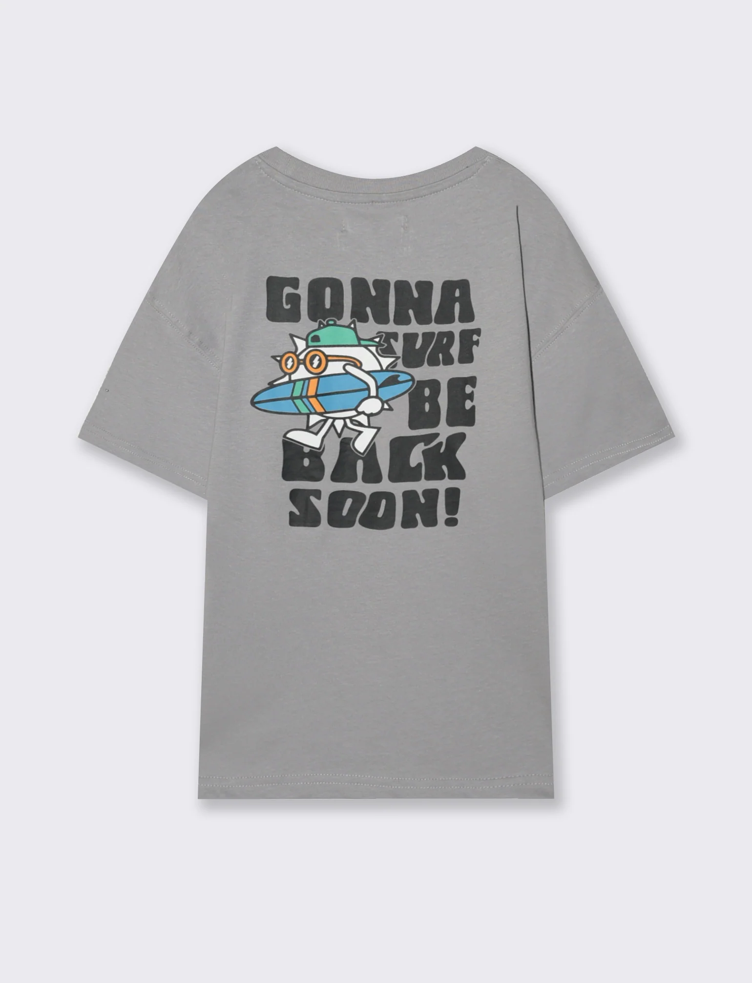 T-shirt over con stampe dinamiche per surf - Grigio - Image 4