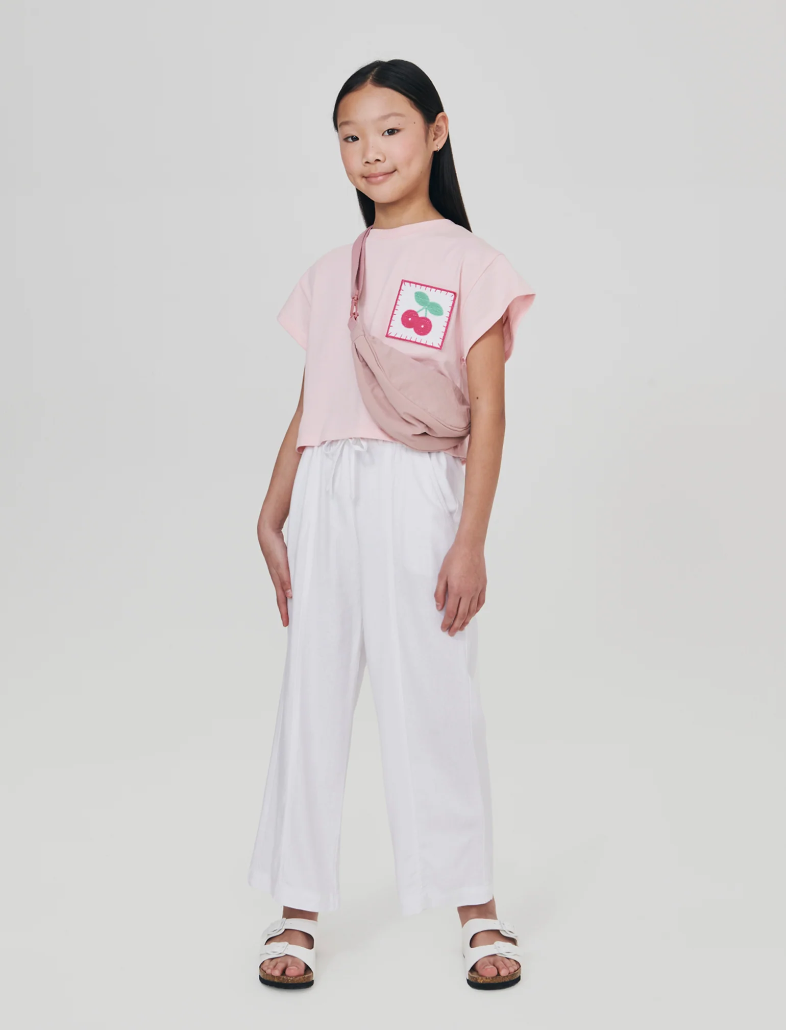 T-shirt Over in Cotone con Ricamo Crochet - Rosa