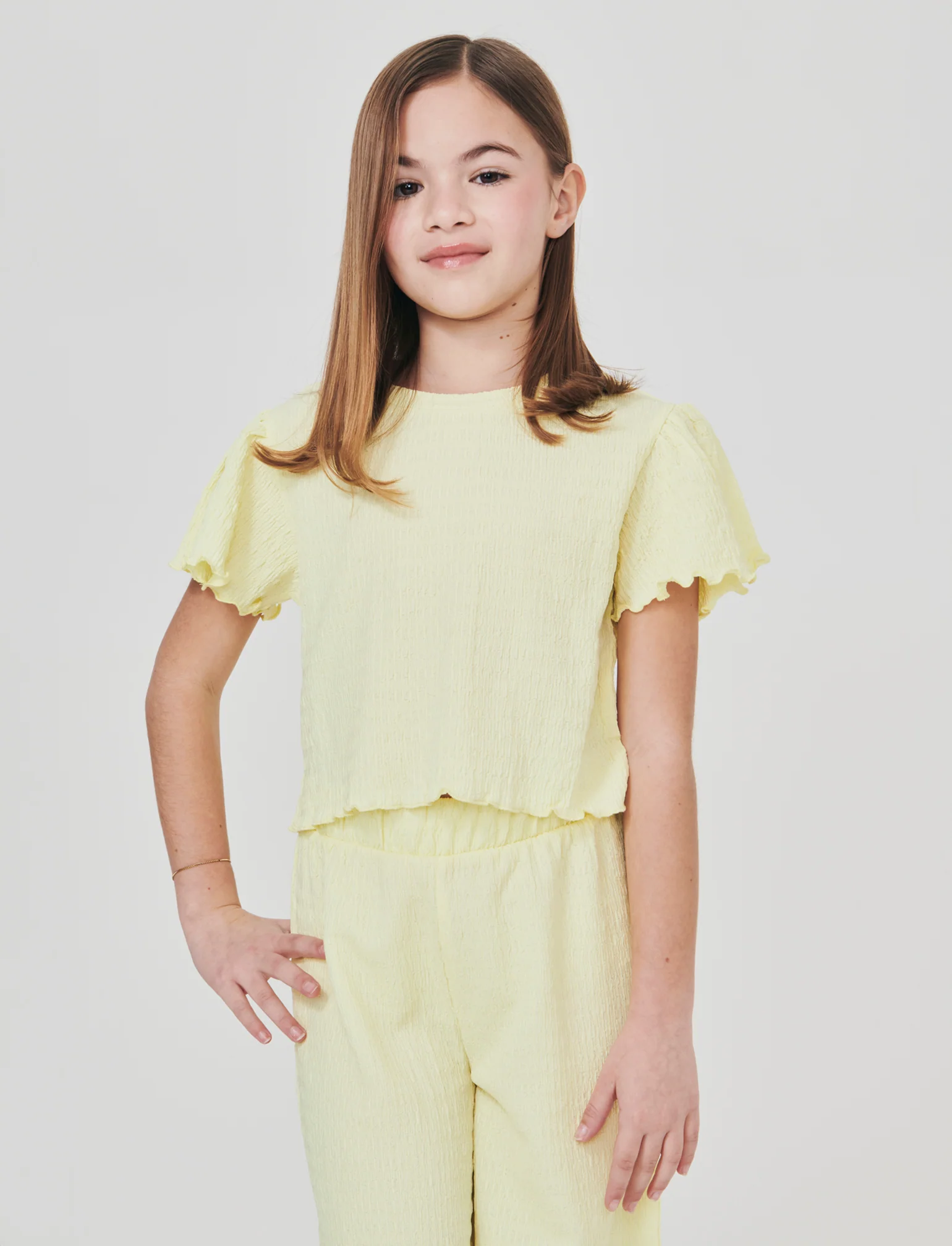 T-shirt over in tessuto goffrato morbido - Giallo
