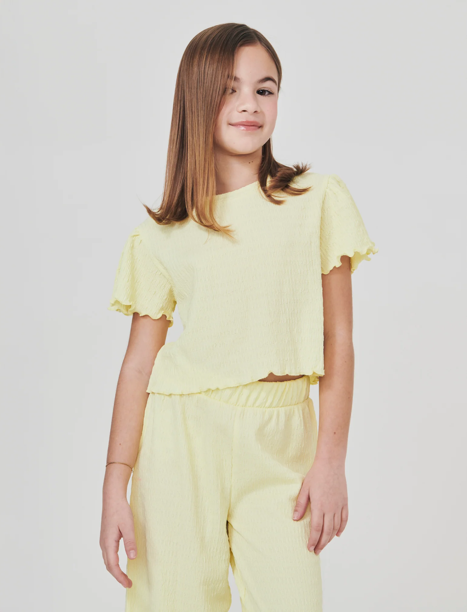 T-shirt over in tessuto goffrato morbido - Giallo - Image 2