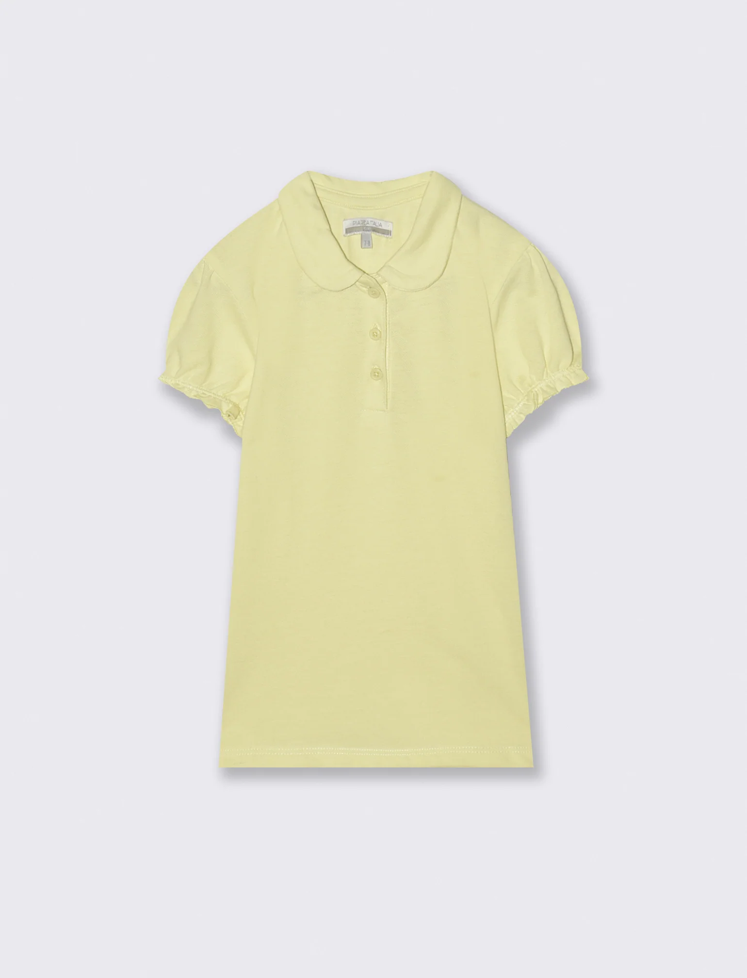 T-shirt polo cotone bambina con maniche arricciate - Giallo