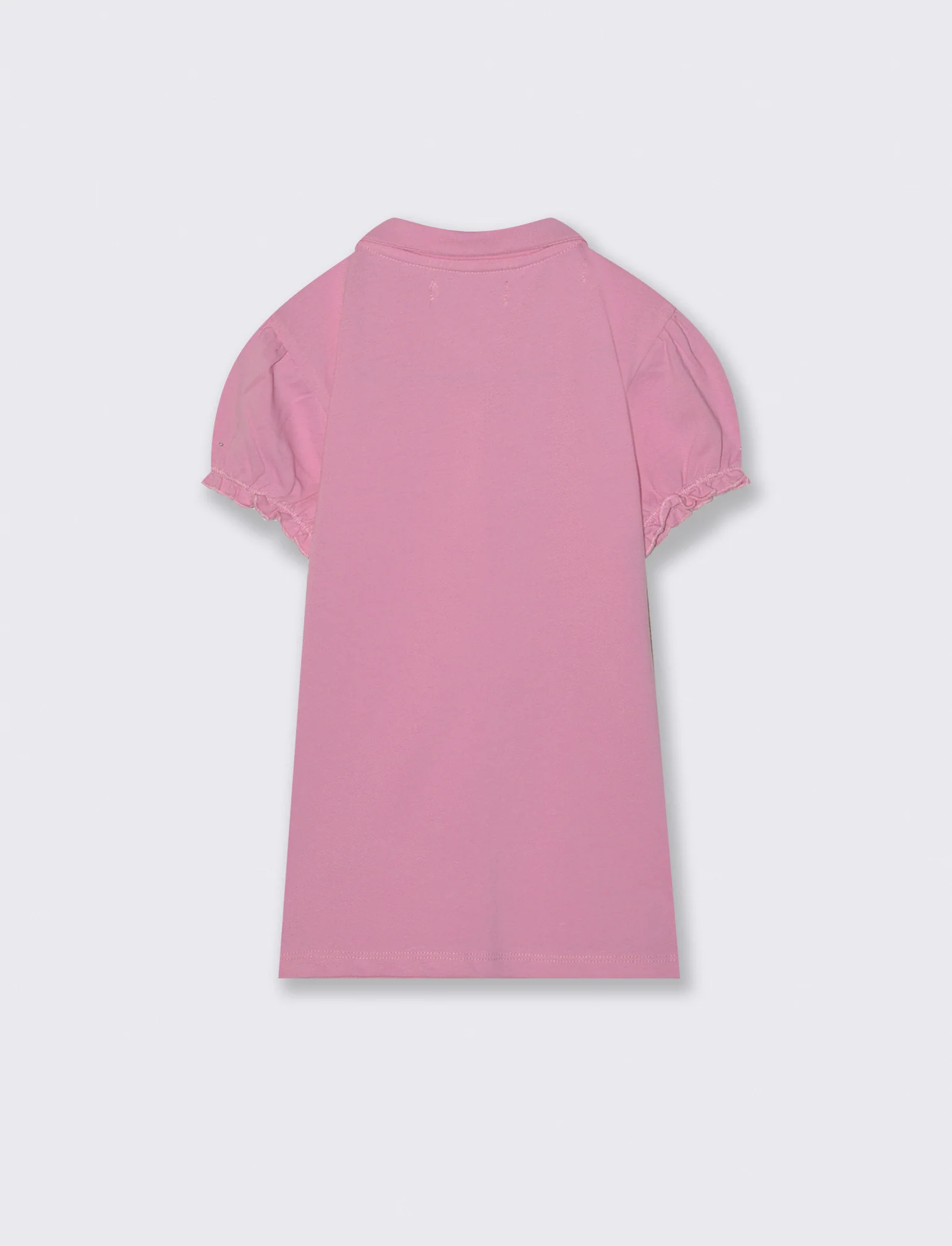 T-shirt polo cotone bambina con maniche arricciate - Rosa - Image 2