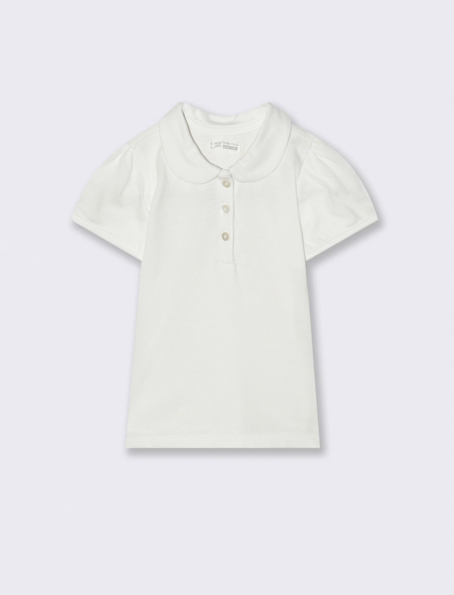 T-shirt polo in piquet con colletto - Bianco