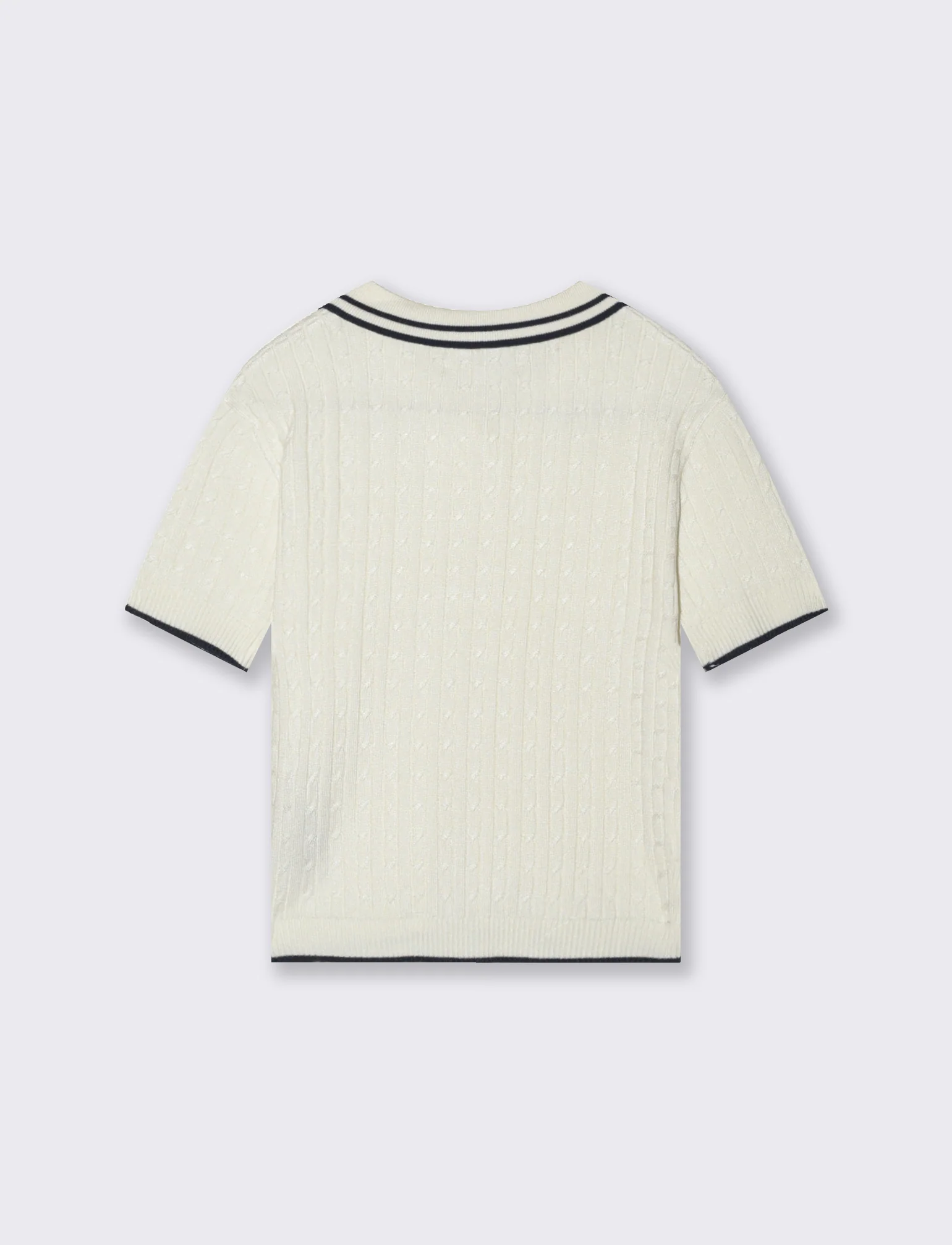 T-shirt polo slim con colletto a righe - Bianco - Image 3