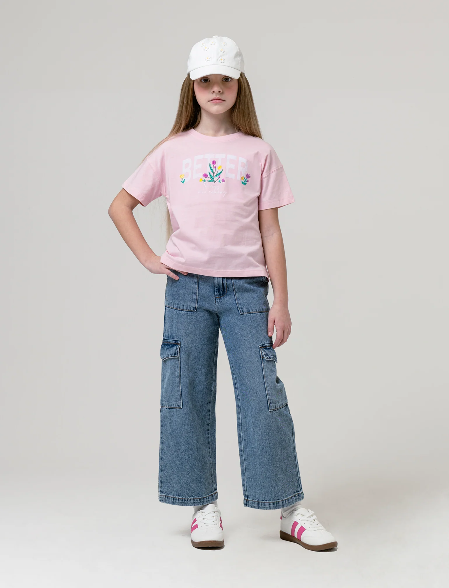 T-shirt regular mezza manica da bambina - Rosa - Image 3