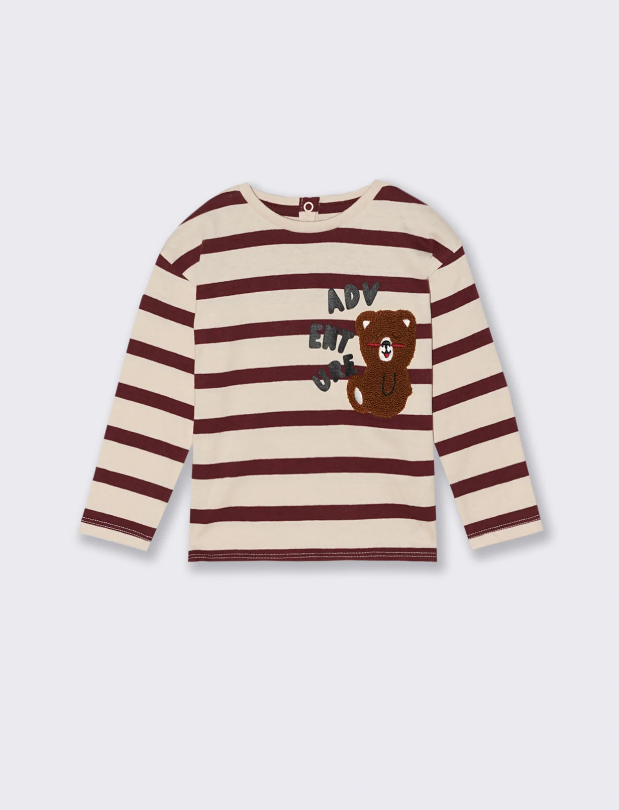 T shirt rigata con orsetto - Righe - Image 2