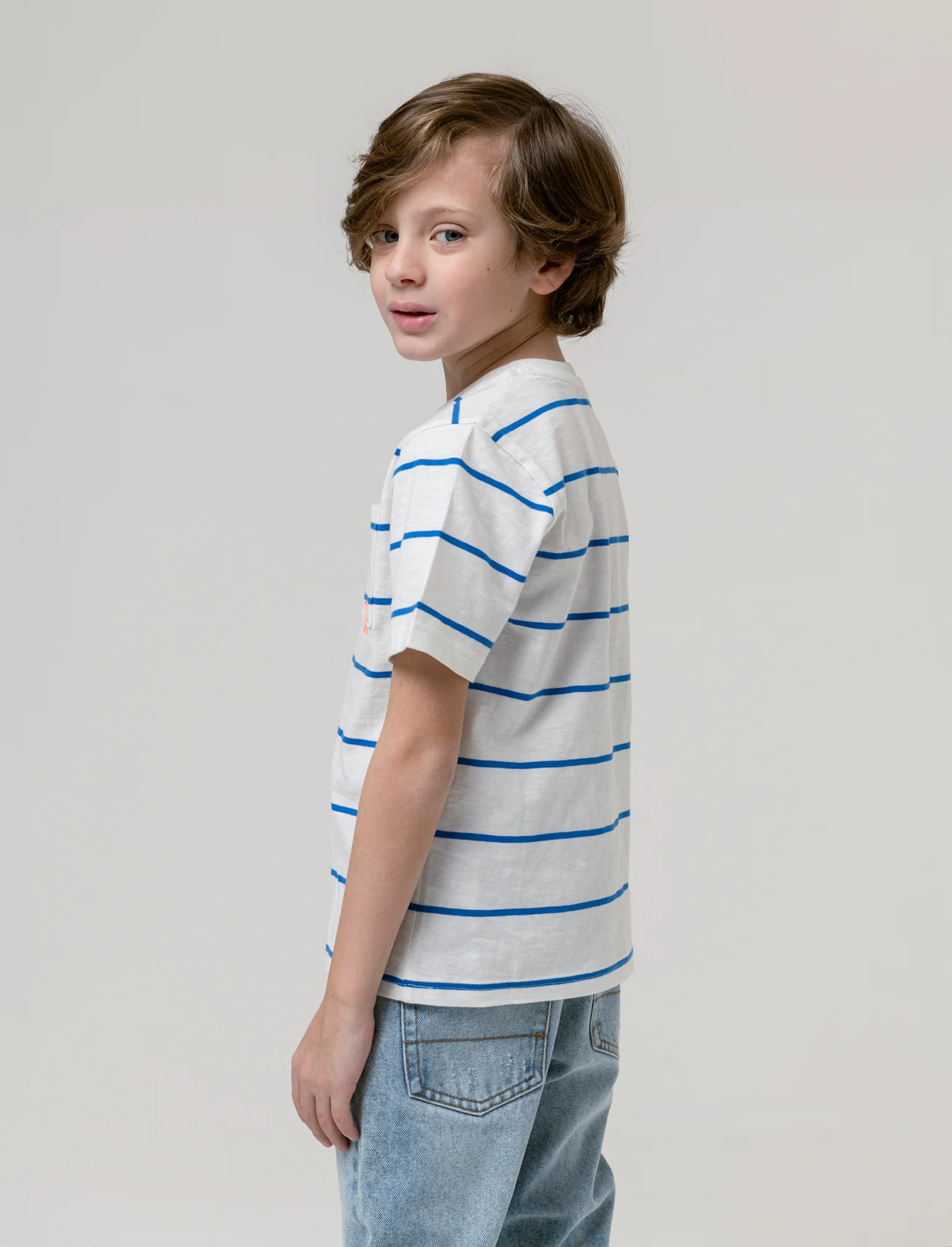 T-shirt rogato blu da bambino - Righe - Image 2
