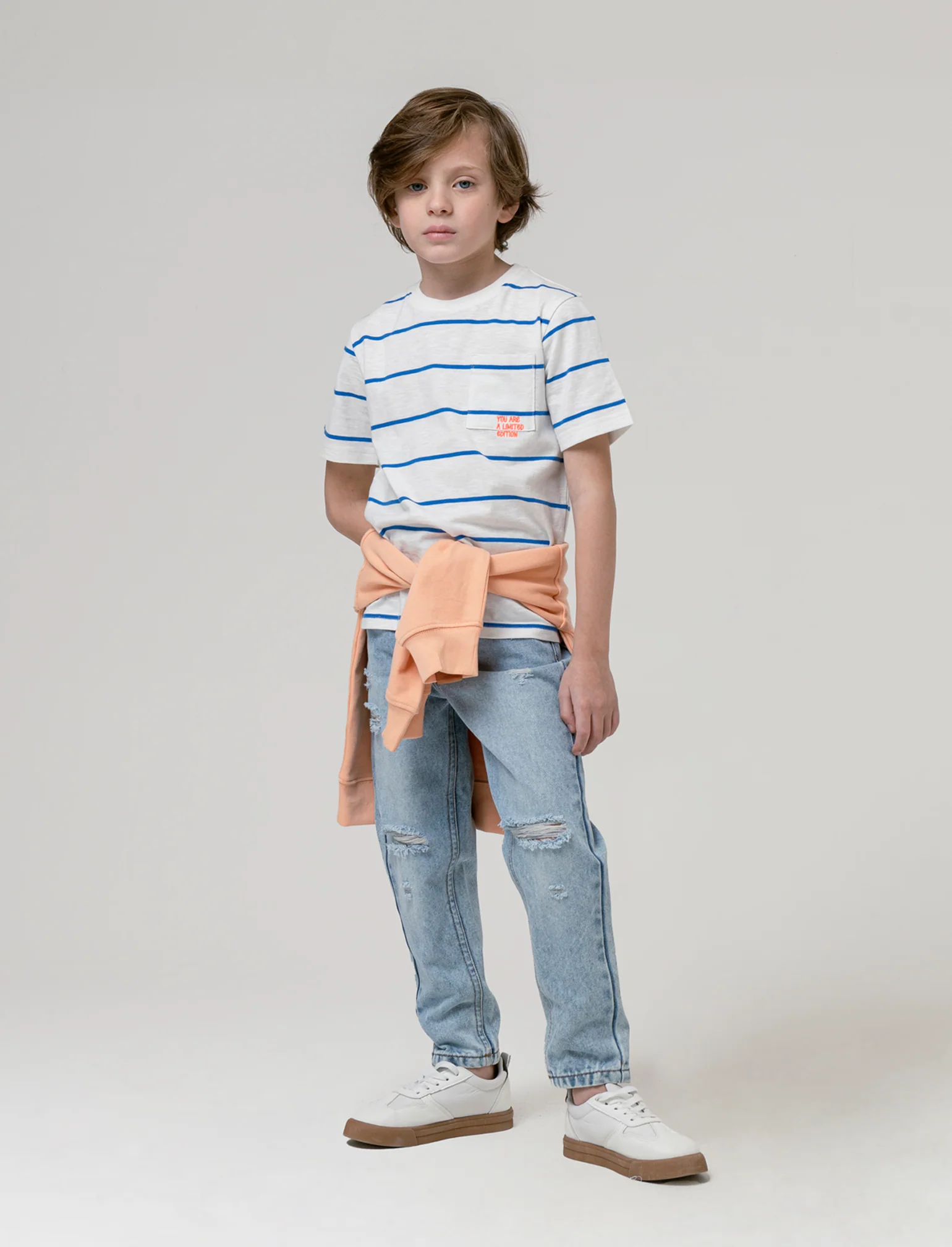 T-shirt rogato blu da bambino - Righe - Image 3
