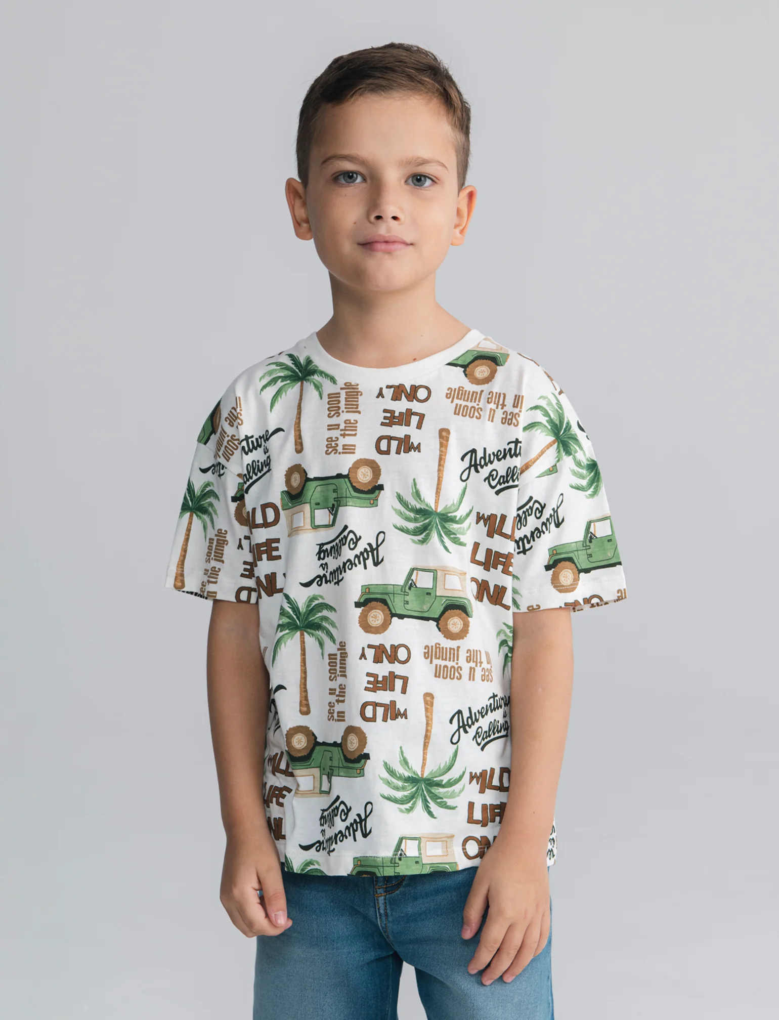 T-shirt safari mezza manica over - Bianco latte - Image 3