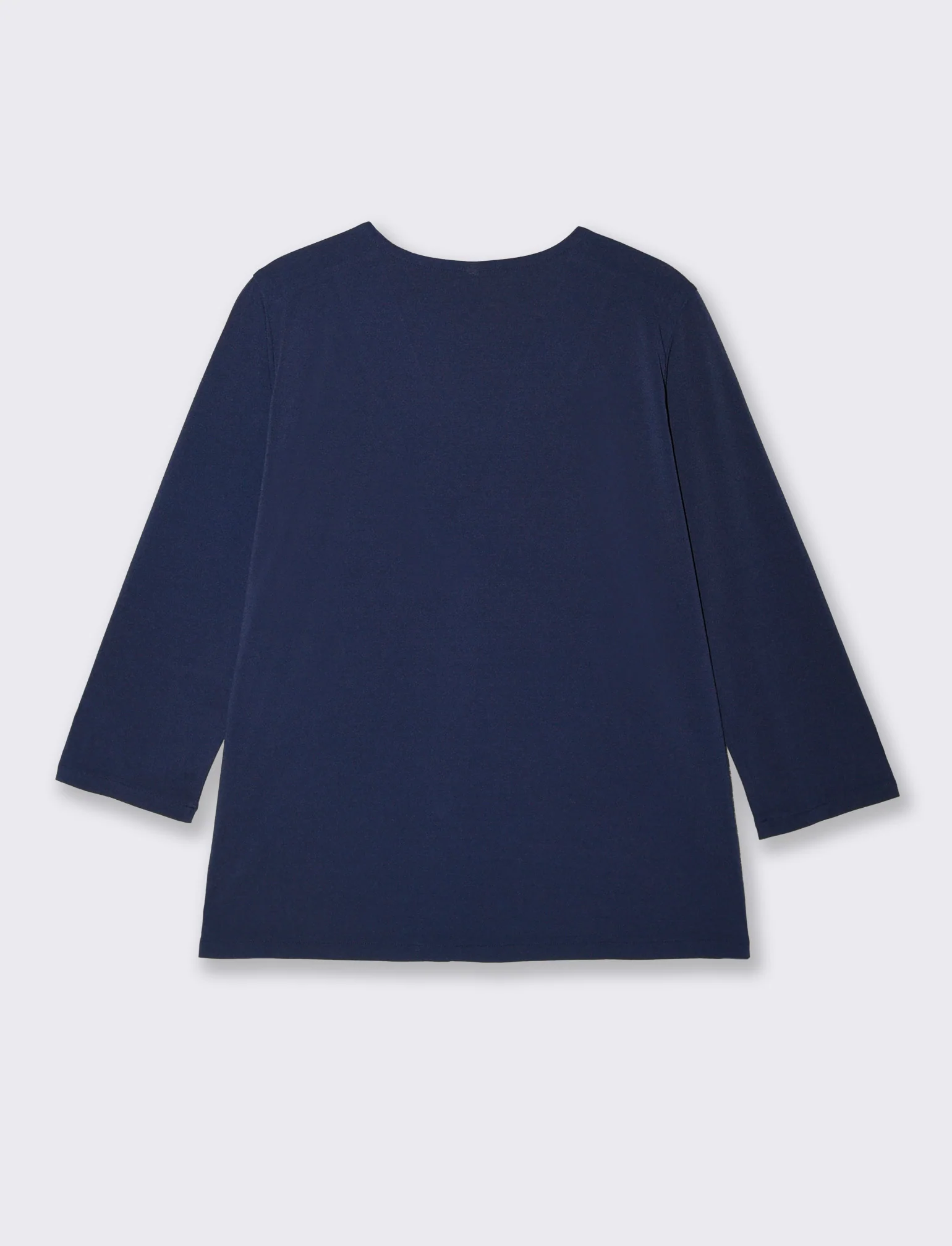 T-Shirt Scollo a V 3/4 Manica Comoda - Blu - Image 2
