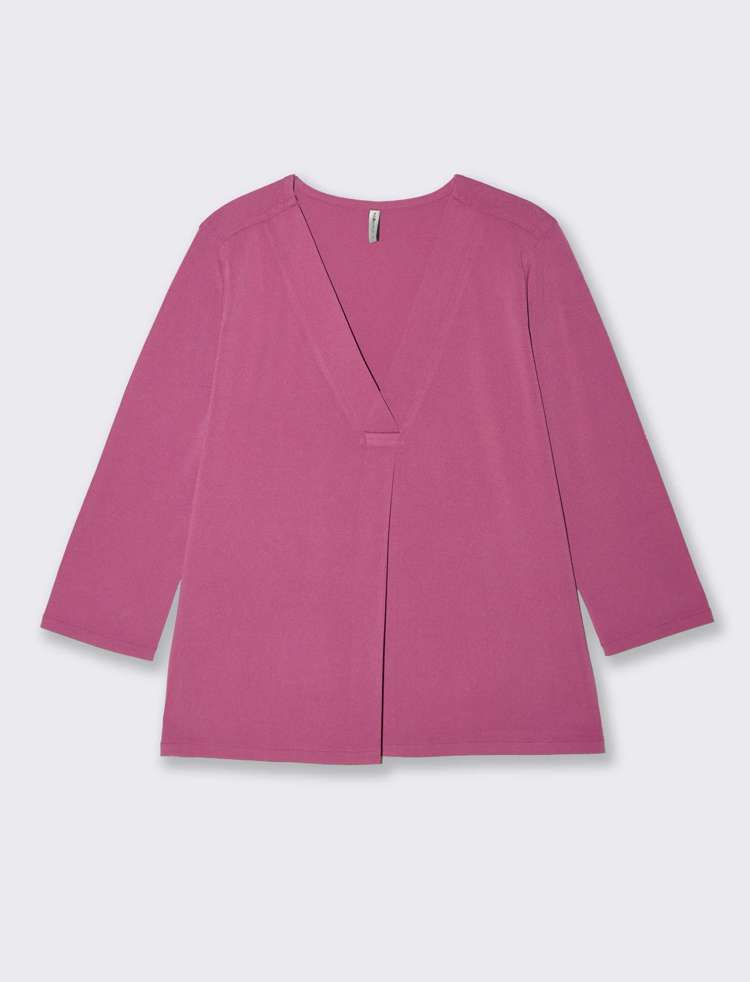 T-Shirt Scollo a V 3/4 Manica Comoda - Fuxia azalea