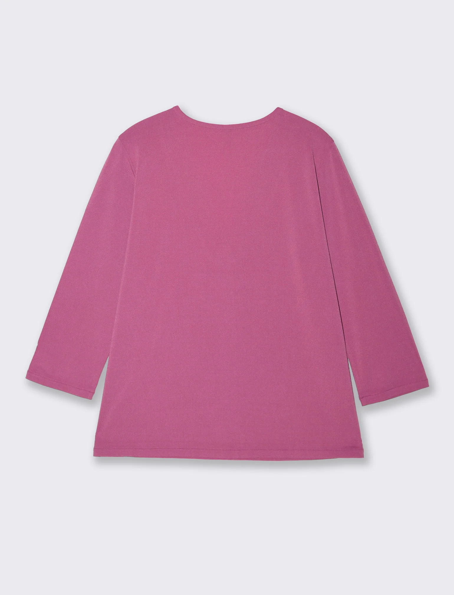 T-Shirt Scollo a V 3/4 Manica Comoda - Fuxia azalea - Image 2
