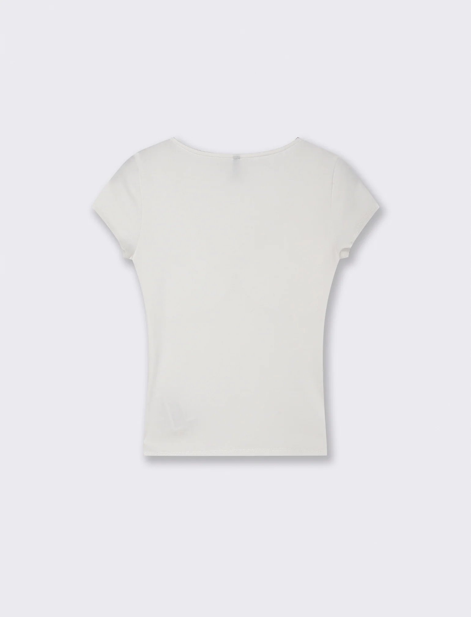 T-SHIRT SCOLLO A V - Bianco latte - Image 2