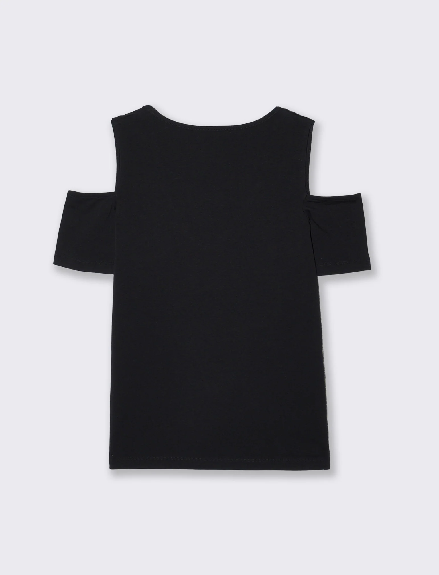 T-Shirt Scollo a V con Apertura - Nero - Image 2