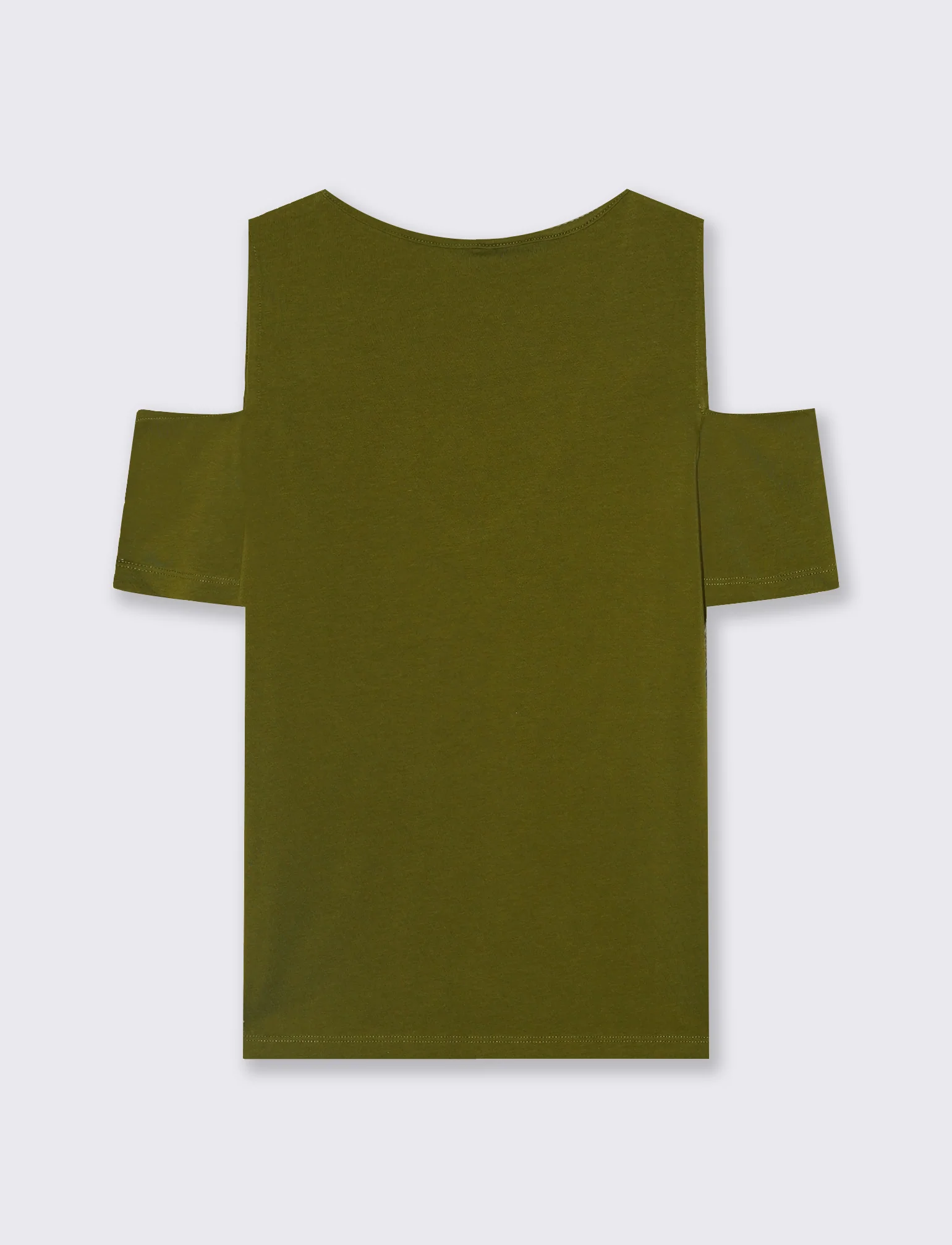 T-Shirt Scollo a V con Apertura - Verde abete - Image 4
