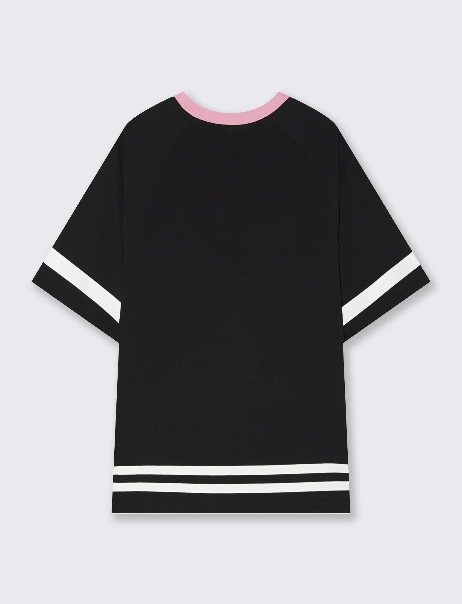 T-Shirt Scollo a V con Stampa - Nero - Image 2