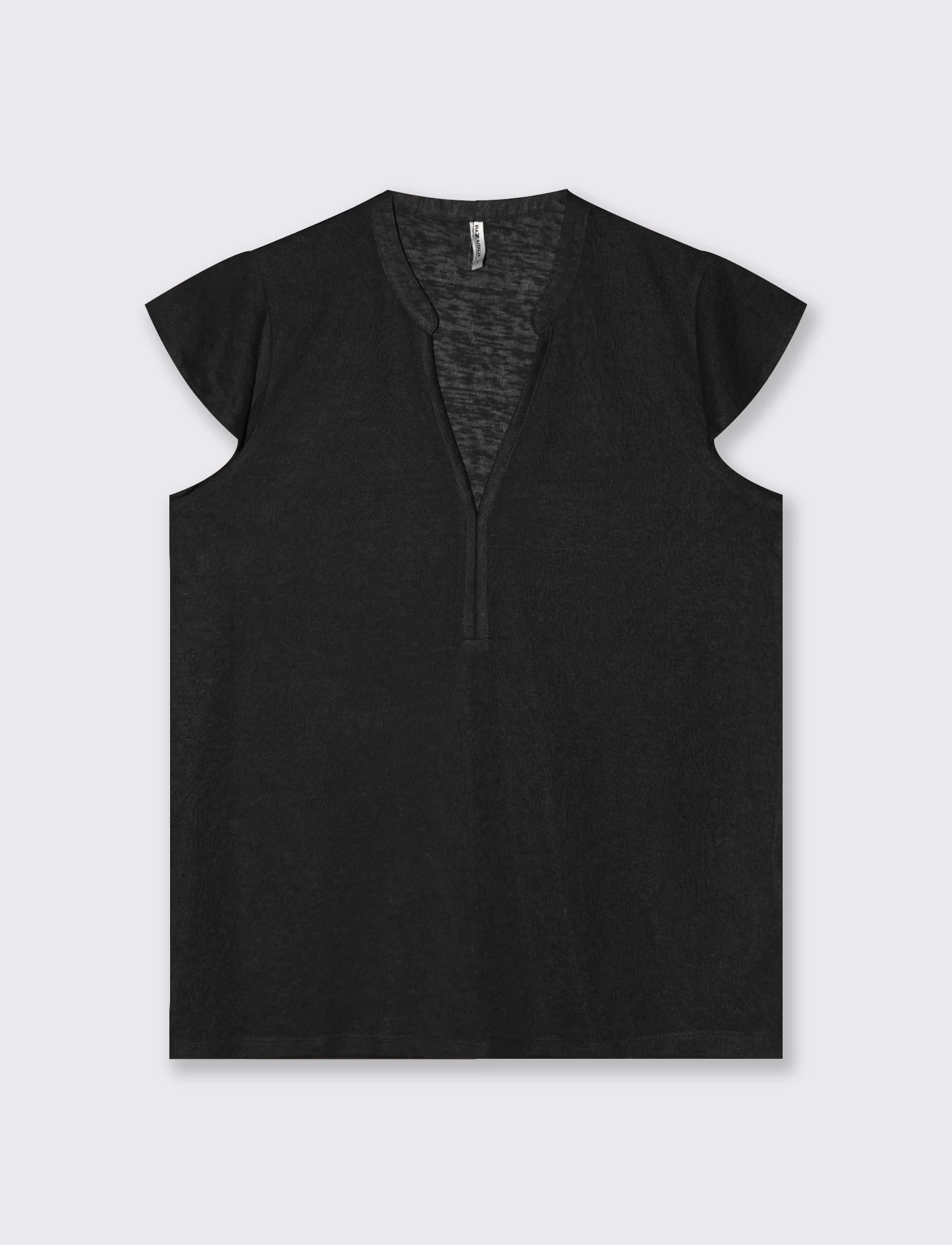 T-Shirt Scollo a V Manica Corto - Nero