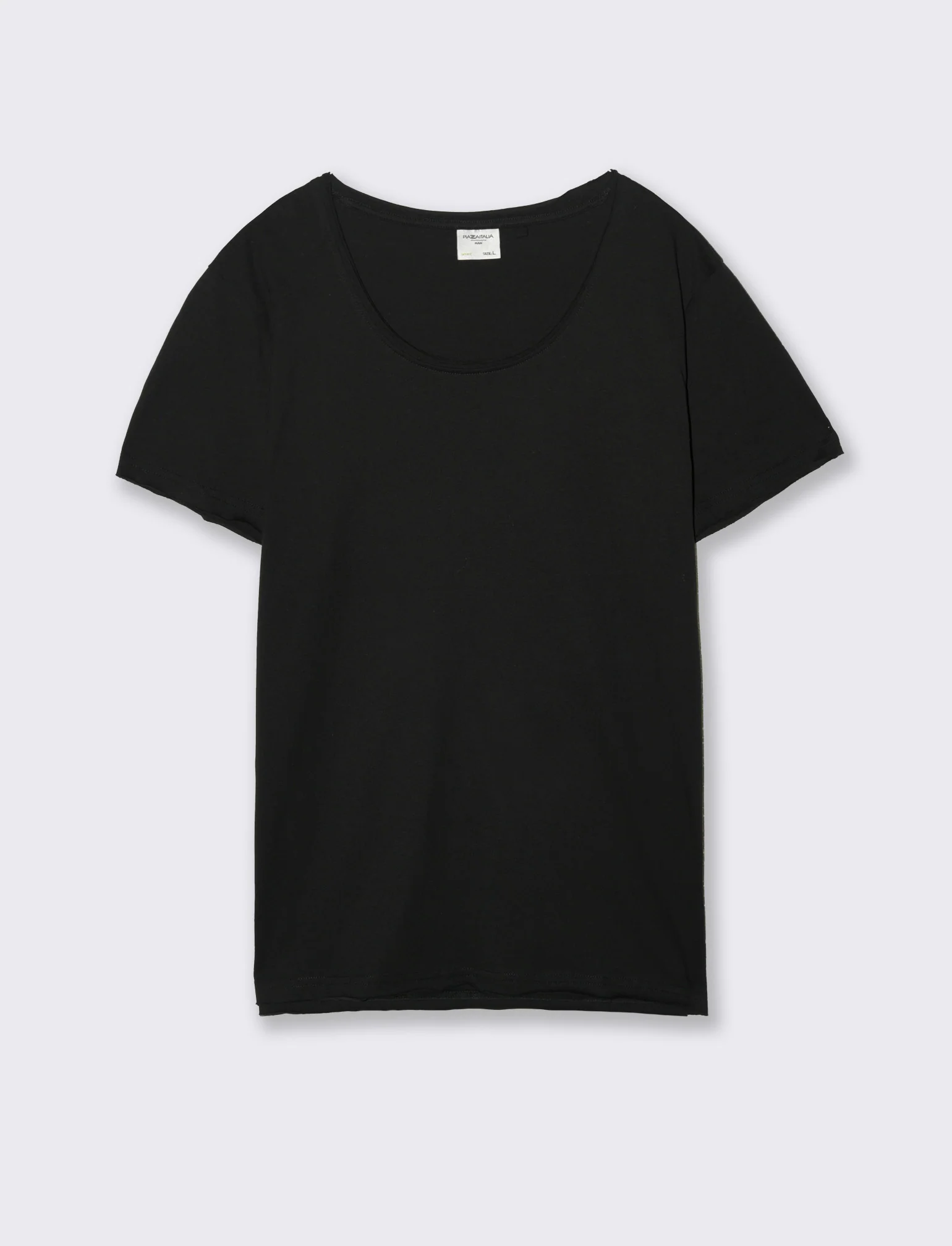 T-shirt scollo ampio regular fit da uomo - Nero - Image 4