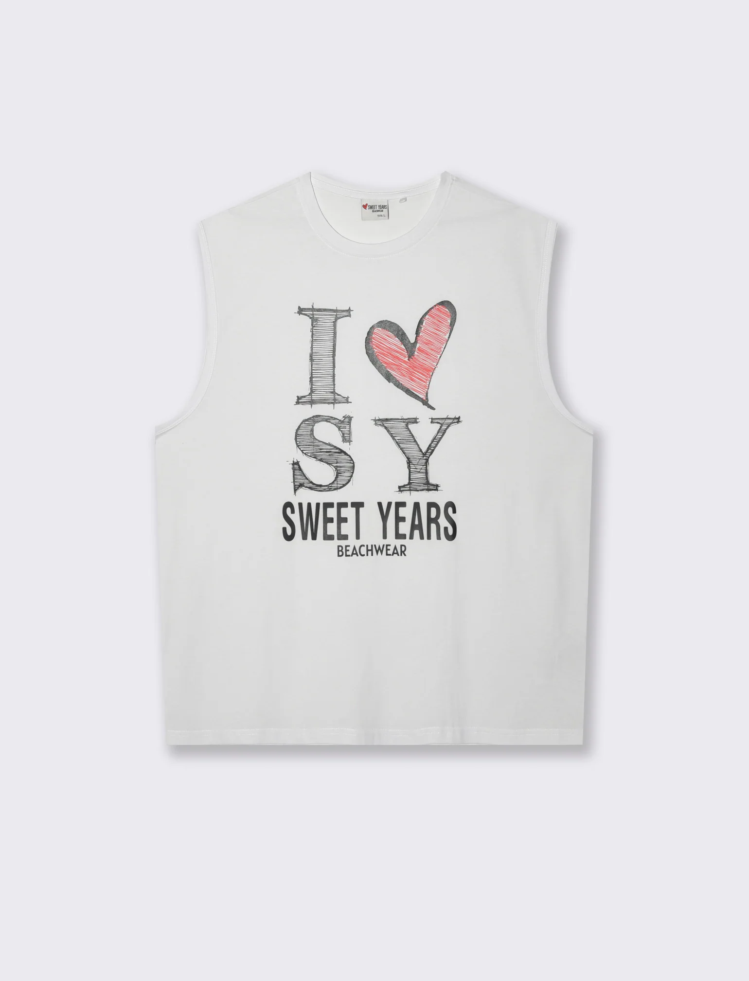 T-shirt senza maniche con stampa sweet years da uomo - Bianco - Image 2