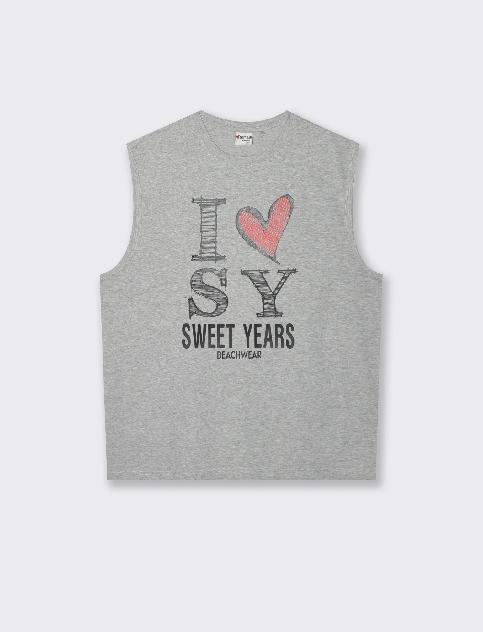 T-shirt senza maniche con stampa sweet years da uomo - Grigio mel. - Image 2