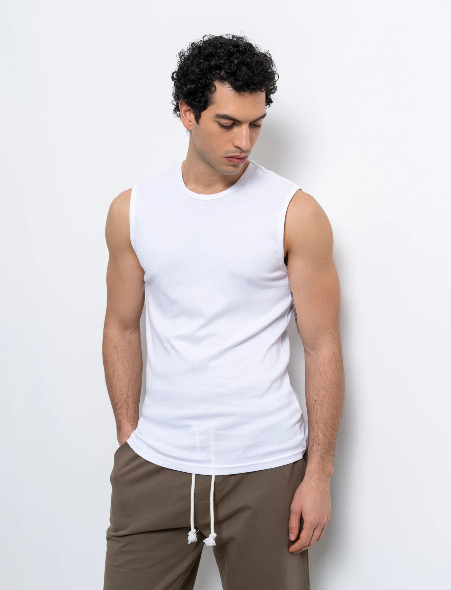 T-shirt senza maniche da uomo - Bianco - Image 3