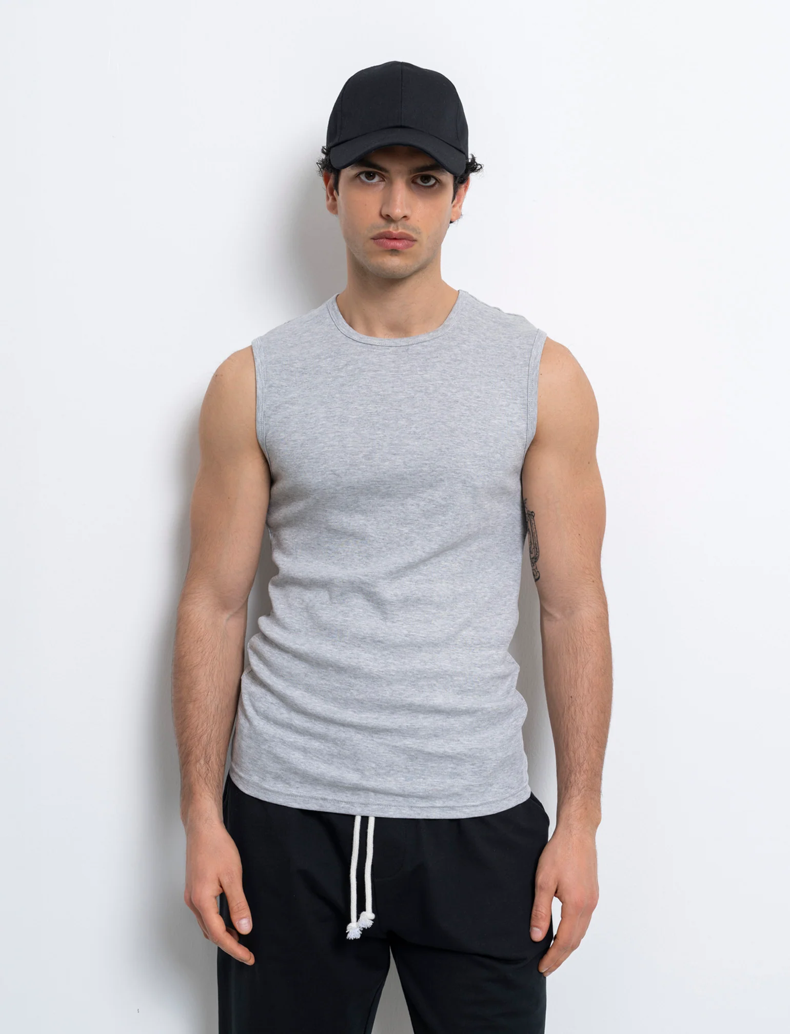 T-shirt senza maniche da uomo - Grigio mel. - Image 3