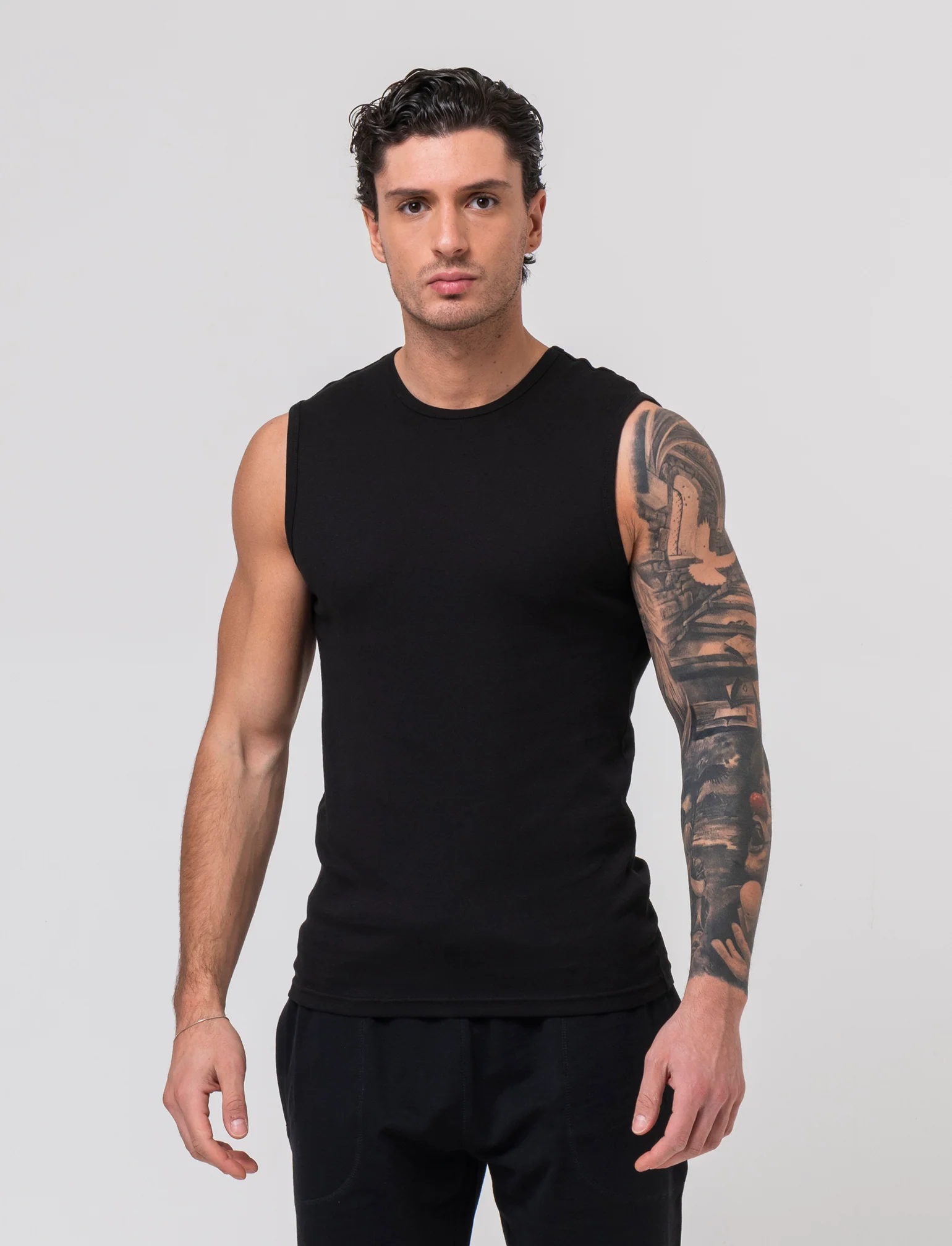 T-shirt senza maniche da uomo - Nero - Image 2