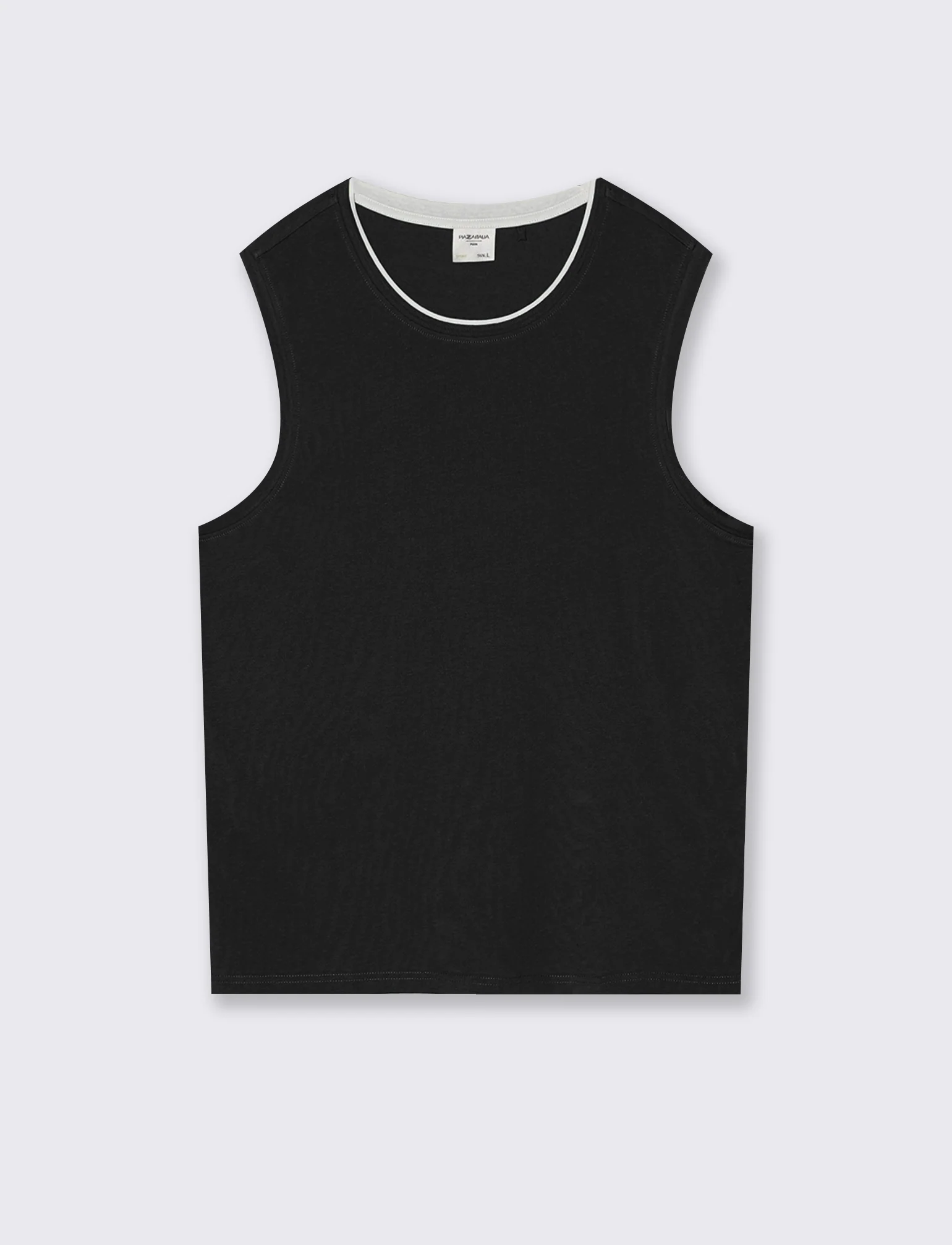 T-shirt senza maniche finto doppio capo - Nero