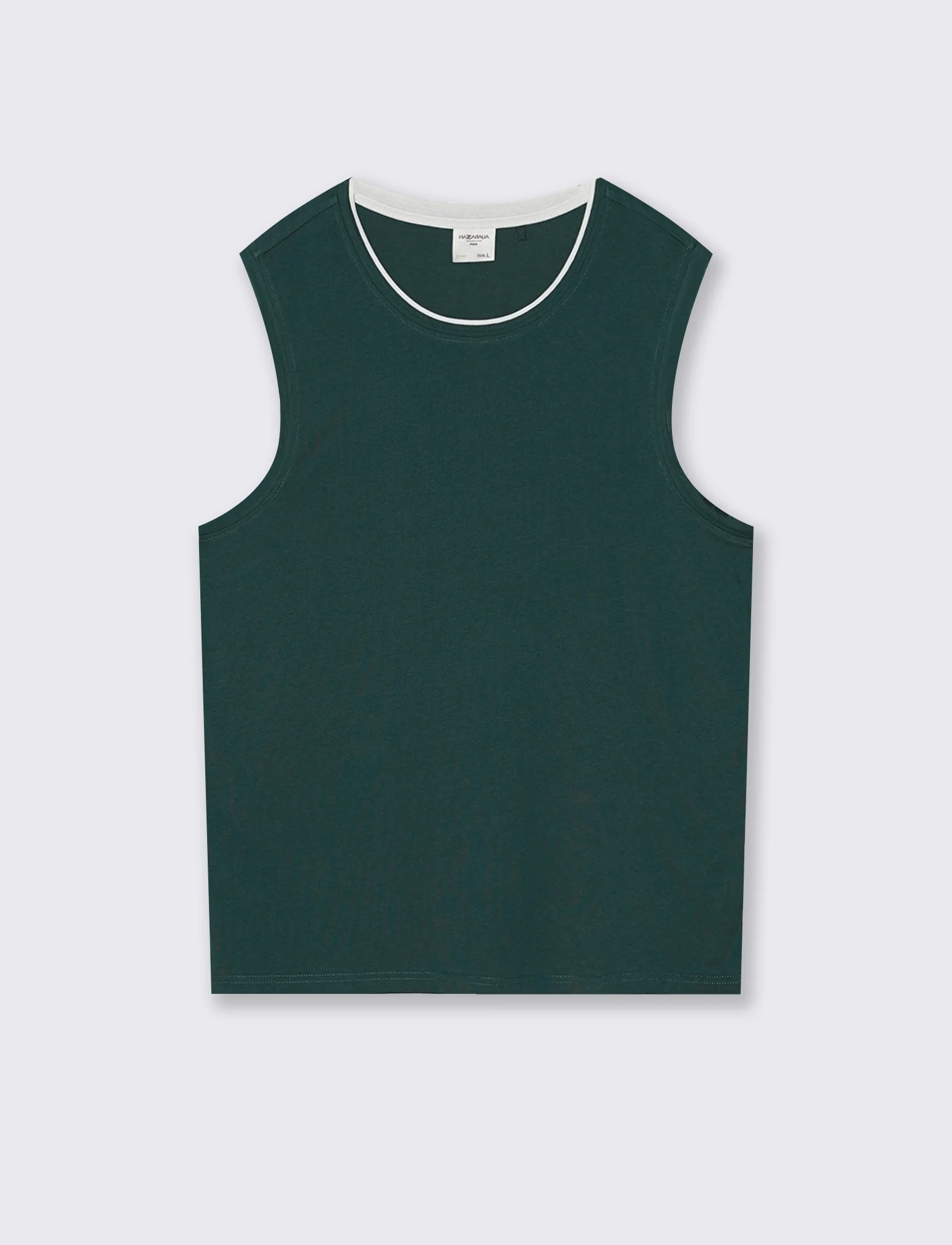T-shirt senza maniche finto doppio capo - Verde petrolio
