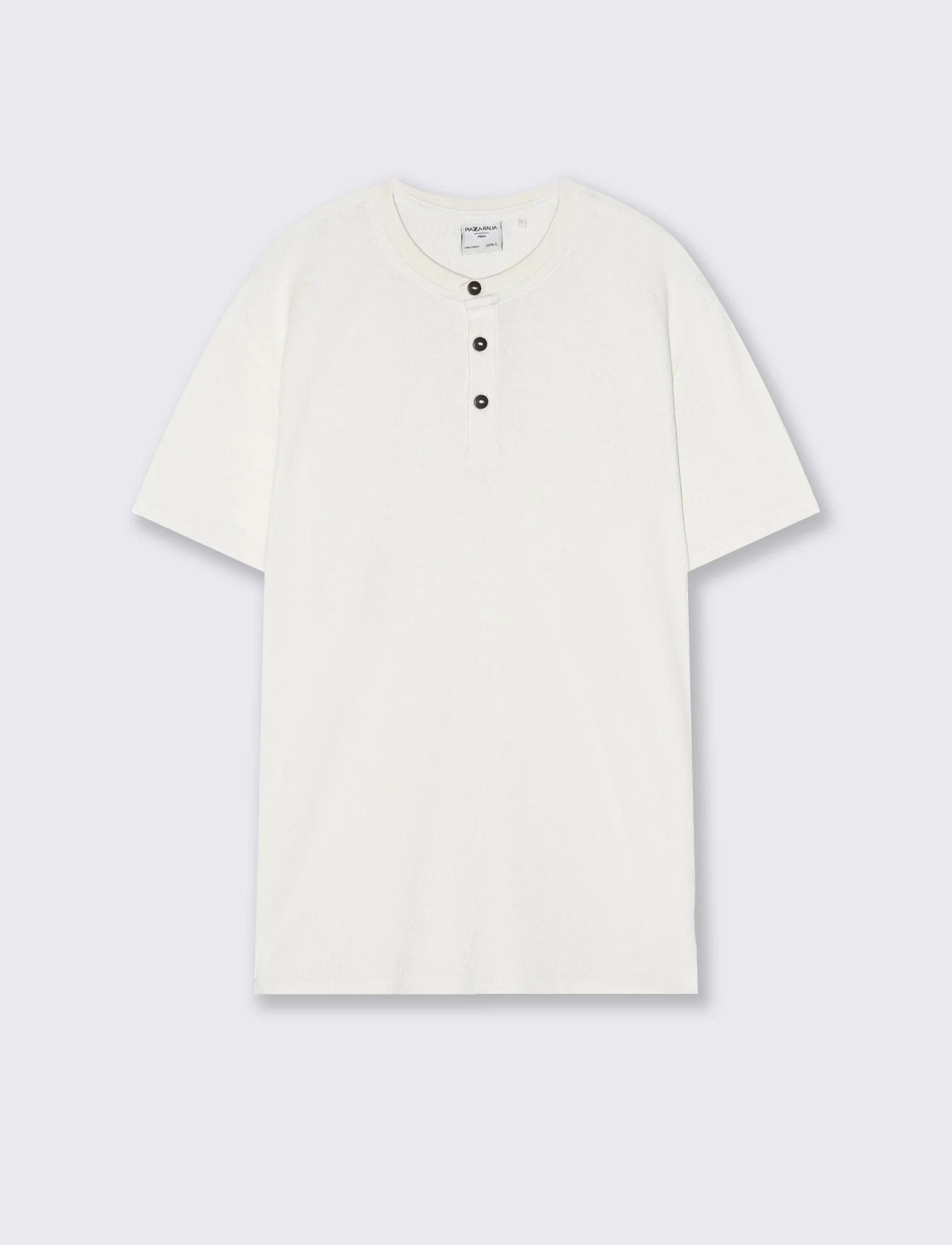 T-shirt Serafino in jacquard con colletto - Bianco sporco